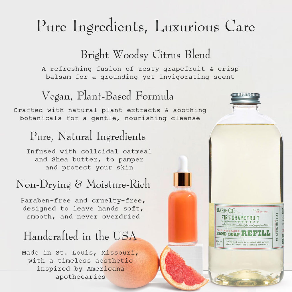 BARR-CO Hand Soap Refill – Natural Moisturizing Liquid Soap, Citrus & Balsam, 32 fl oz
