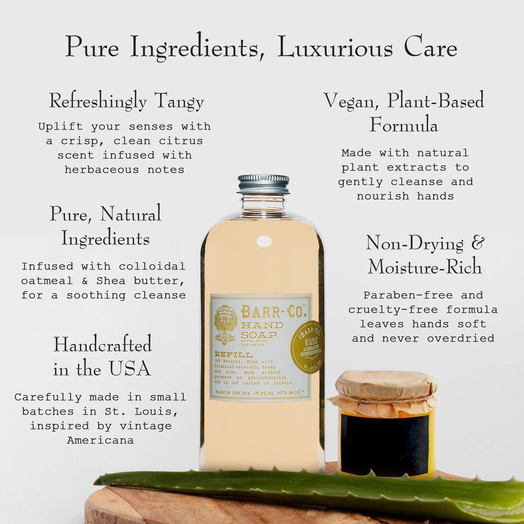 BARR-CO Hand Soap Refill – Lemon Verbena, Vegan & Moisturizing, 16 fl oz
