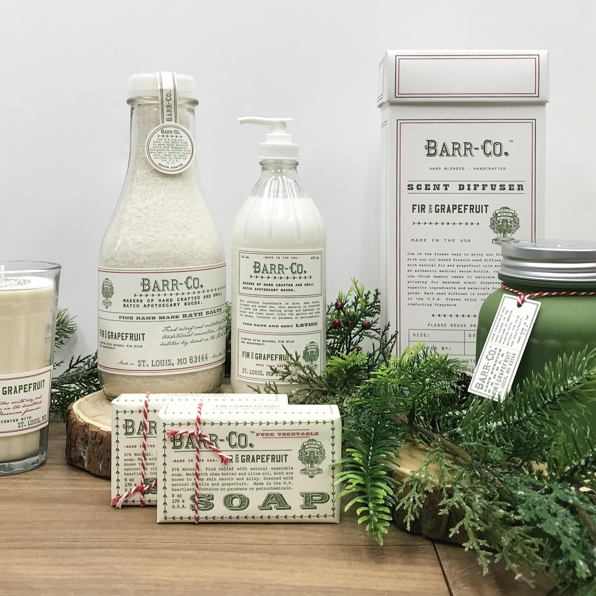 Barr-Co Fir & Grapefruit Bath Salts – Woodsy Citrus, Handmade in USA, 32 oz