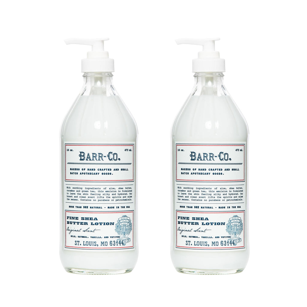 BARR-CO Original Scent Shea Butter Lotion for Dry Skin Set – Tranquil Milky Scent with Oat, Vanilla & Vetiver, 16 fl oz Each (Pack of 2)
