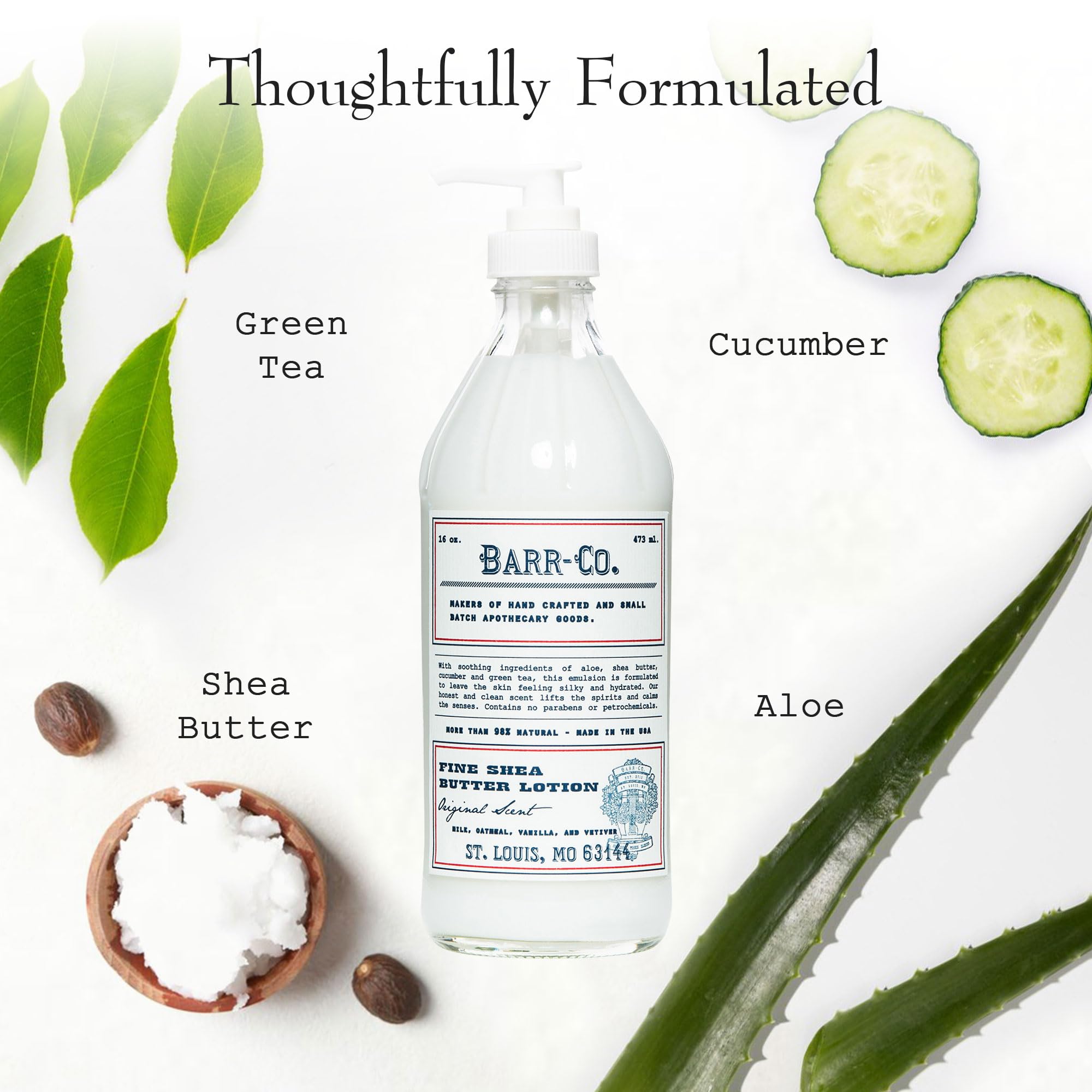 BARR-CO Original Scent Shea Butter Lotion for Dry Skin Set – Tranquil Milky Scent with Oat, Vanilla & Vetiver, 16 fl oz Each (Pack of 2)