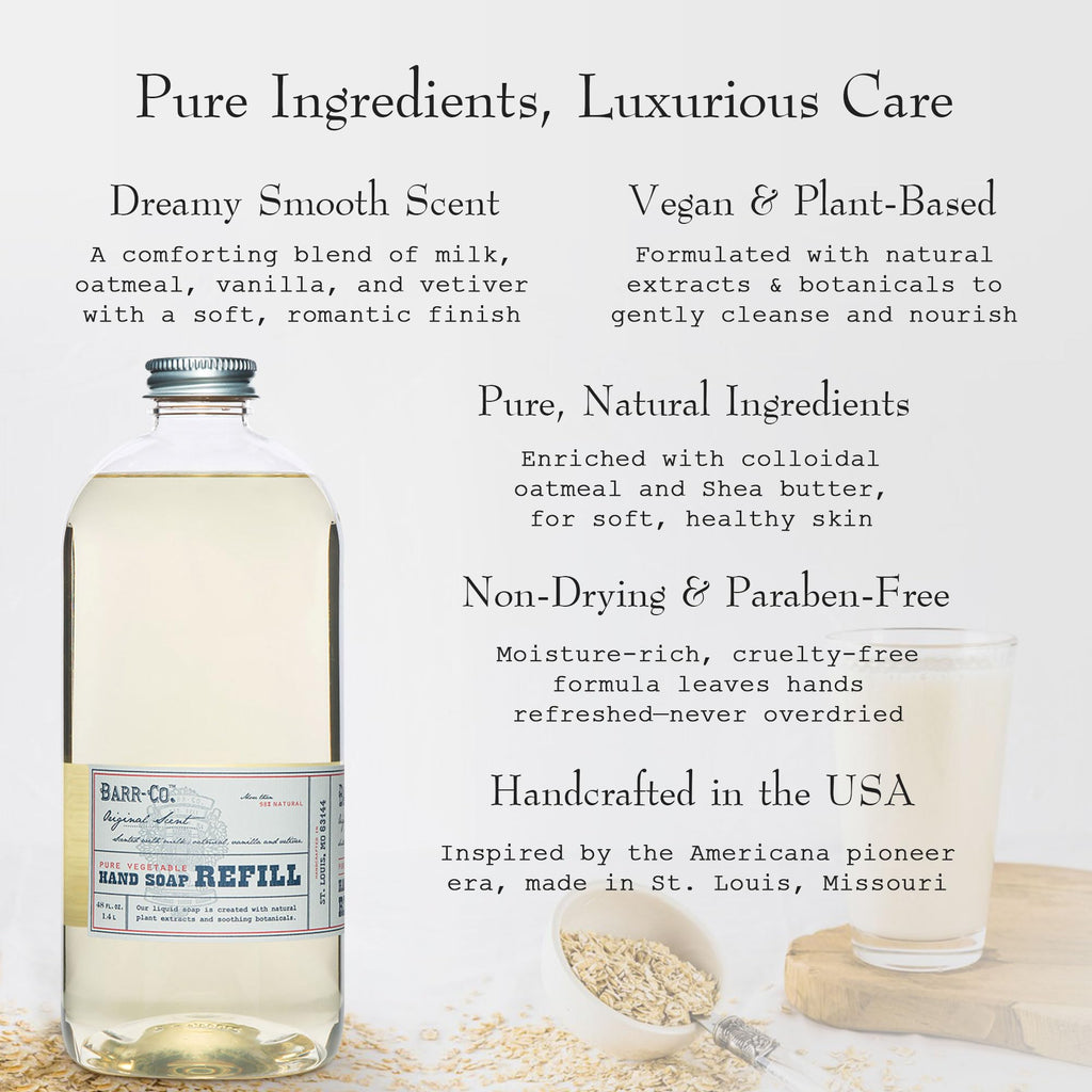 BARR-CO Liquid Soap Refill – Oat, Vanilla & Vetiver – Vegan, Moisturizing 32oz