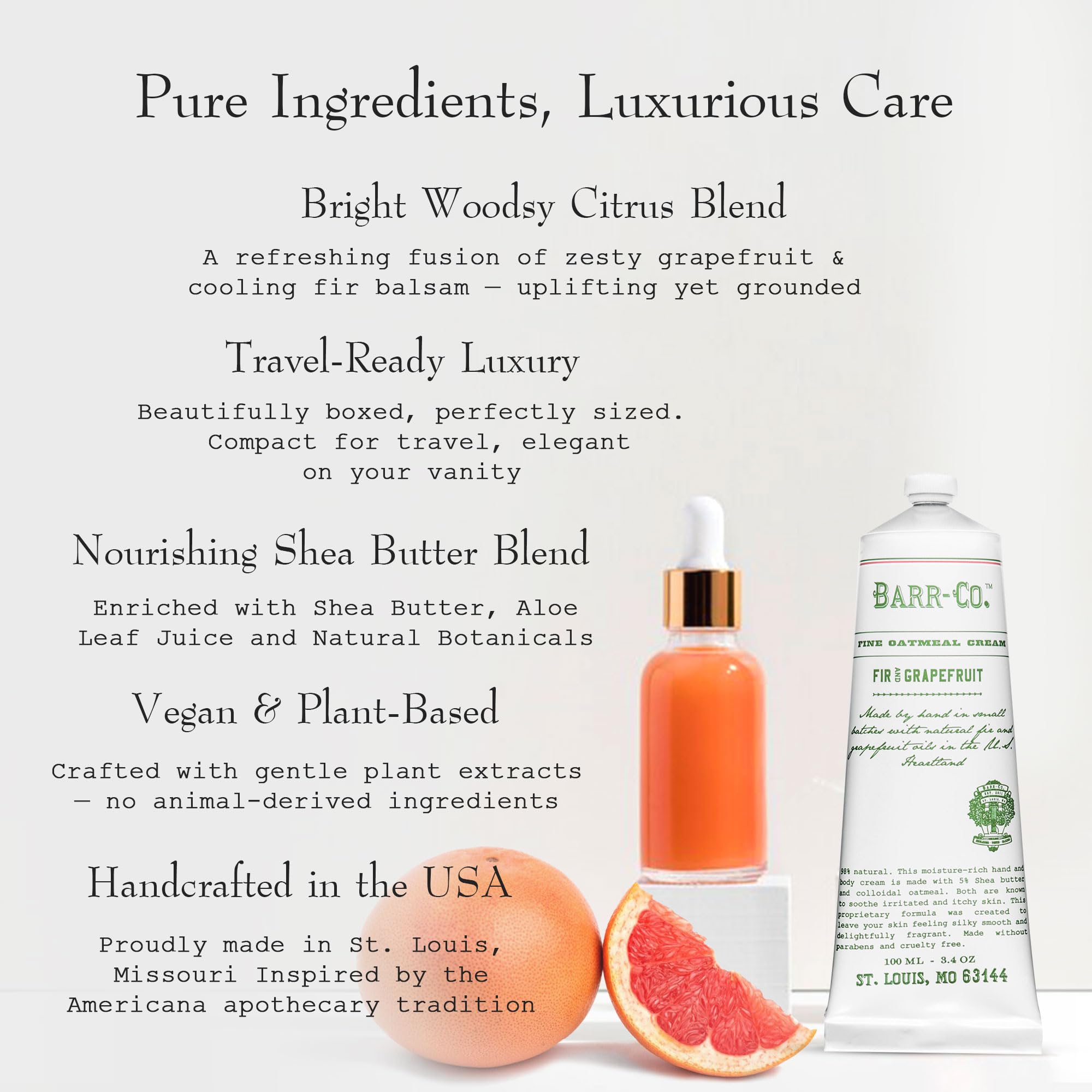 BARR-CO Fir & Grapefruit Hand & Body Cream – Woody Citrus Scent, 3.4 oz