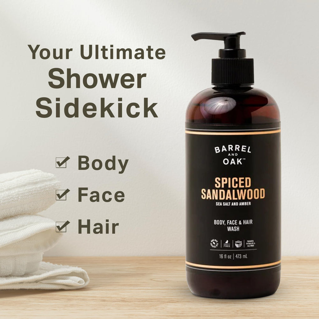 Barrel & Oak All-in-One Wash – Face, Hair & Body (16 oz) – Vegan & Hydrating