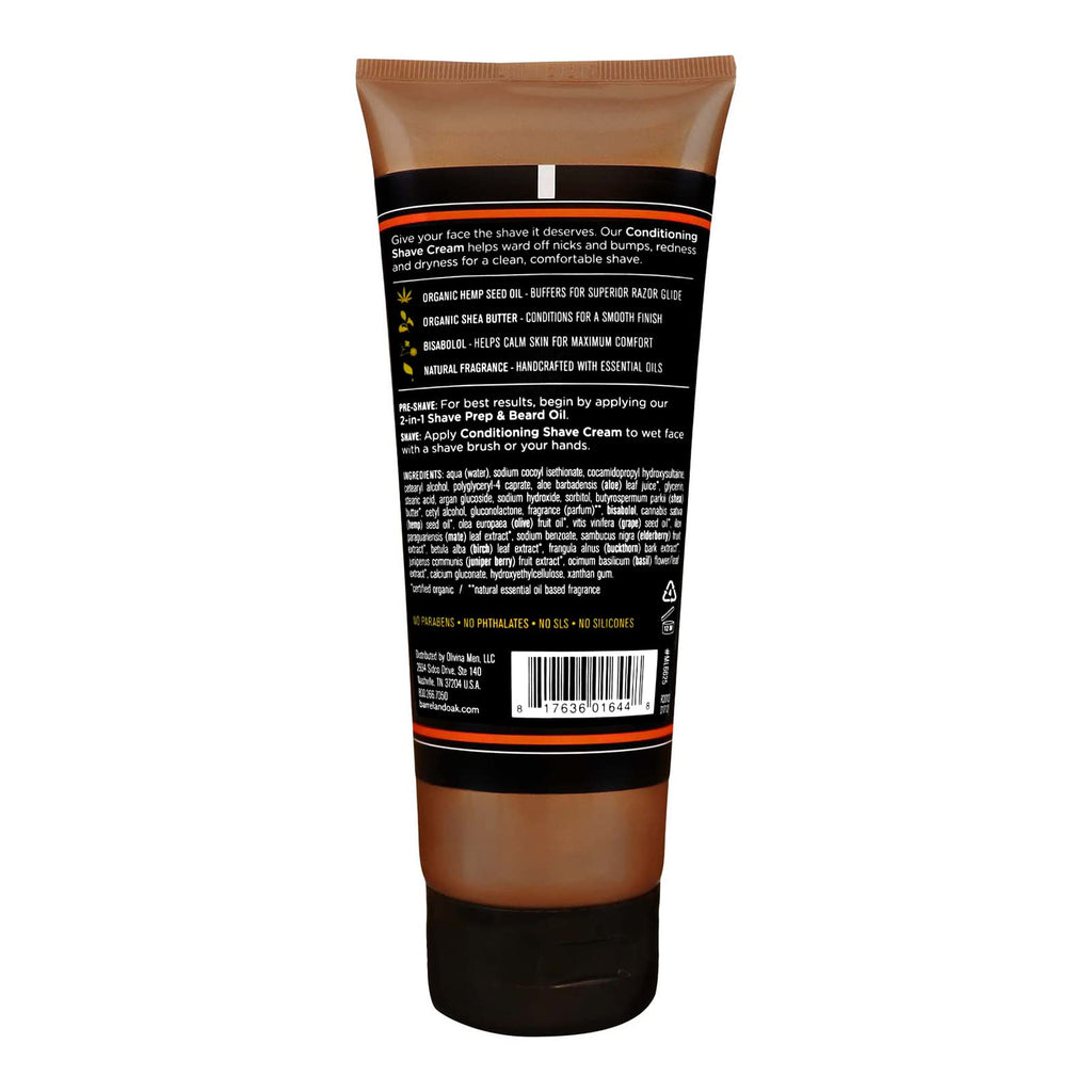Barrel & Oak Conditioning Shave Cream – Vegan, Caffeine & Antioxidants, Helps Reduce Nicks, Redness & Dry Skin