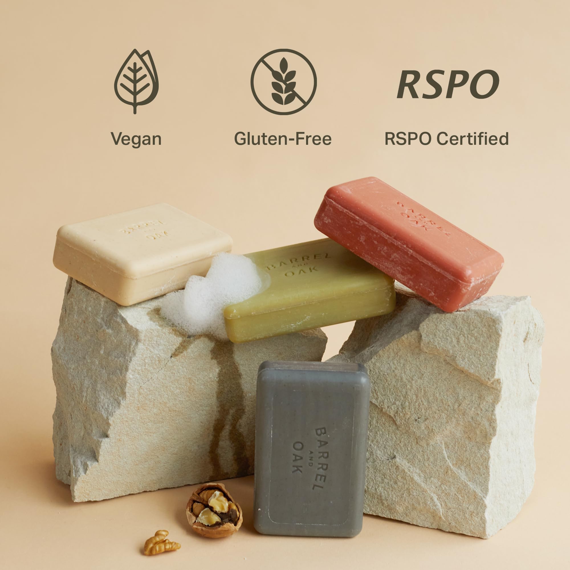 Barrel & Oak Exfoliating Bar Soap for Men – Black Oak 3-Pack | Kaolin Clay & Charcoal