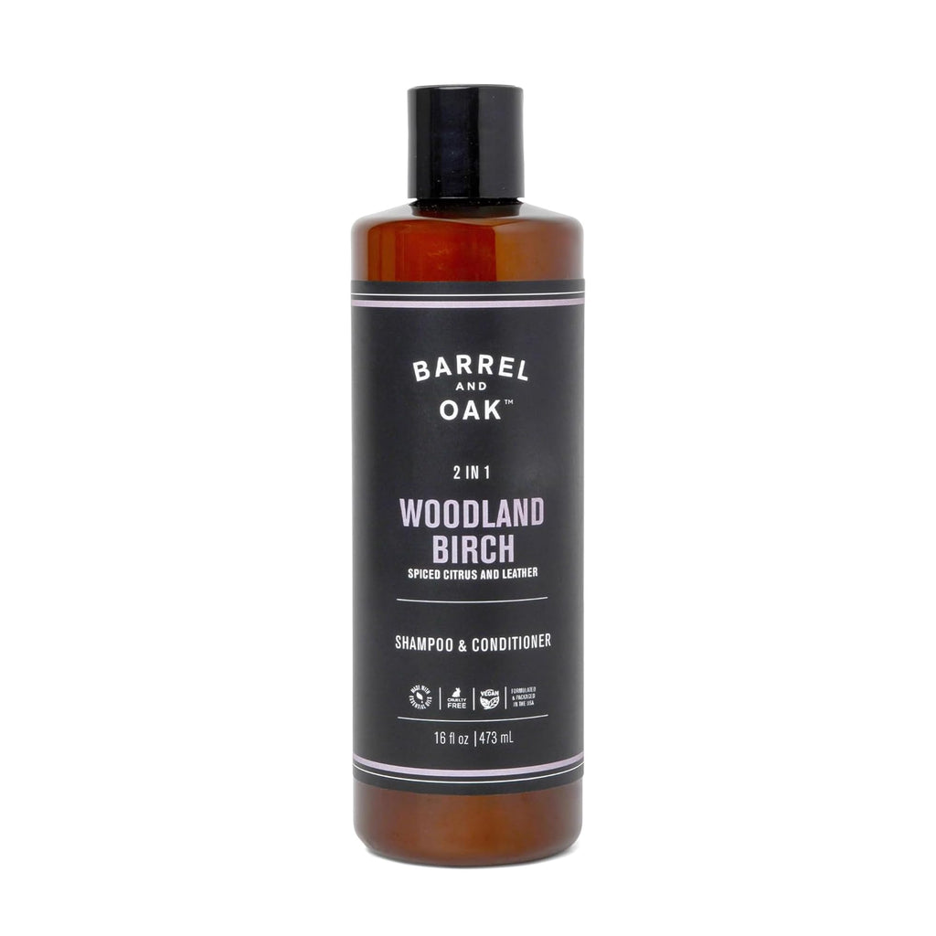 Barrel & Oak 2-in-1 Shampoo & Conditioner for Men | Vegan, Woodland Birch, 16 oz