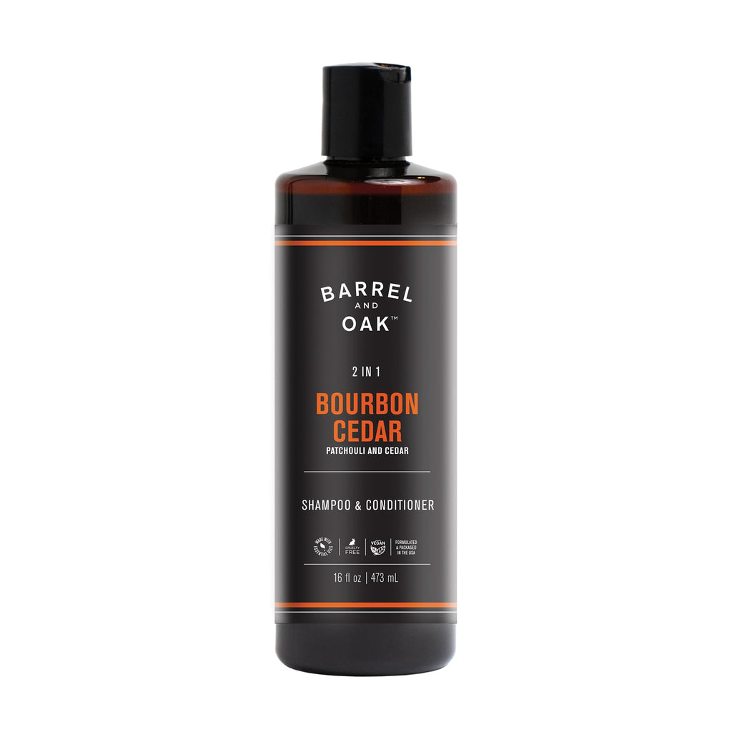 Barrel & Oak 2-in-1 Men's Shampoo & Conditioner – Bourbon Cedar, 16 oz | Vegan & Cruelty-Free