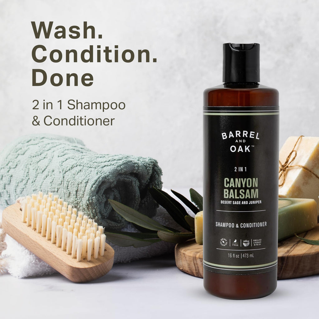 Barrel & Oak 2-in-1 Men’s Shampoo & Conditioner – Canyon Balsam, 16 oz