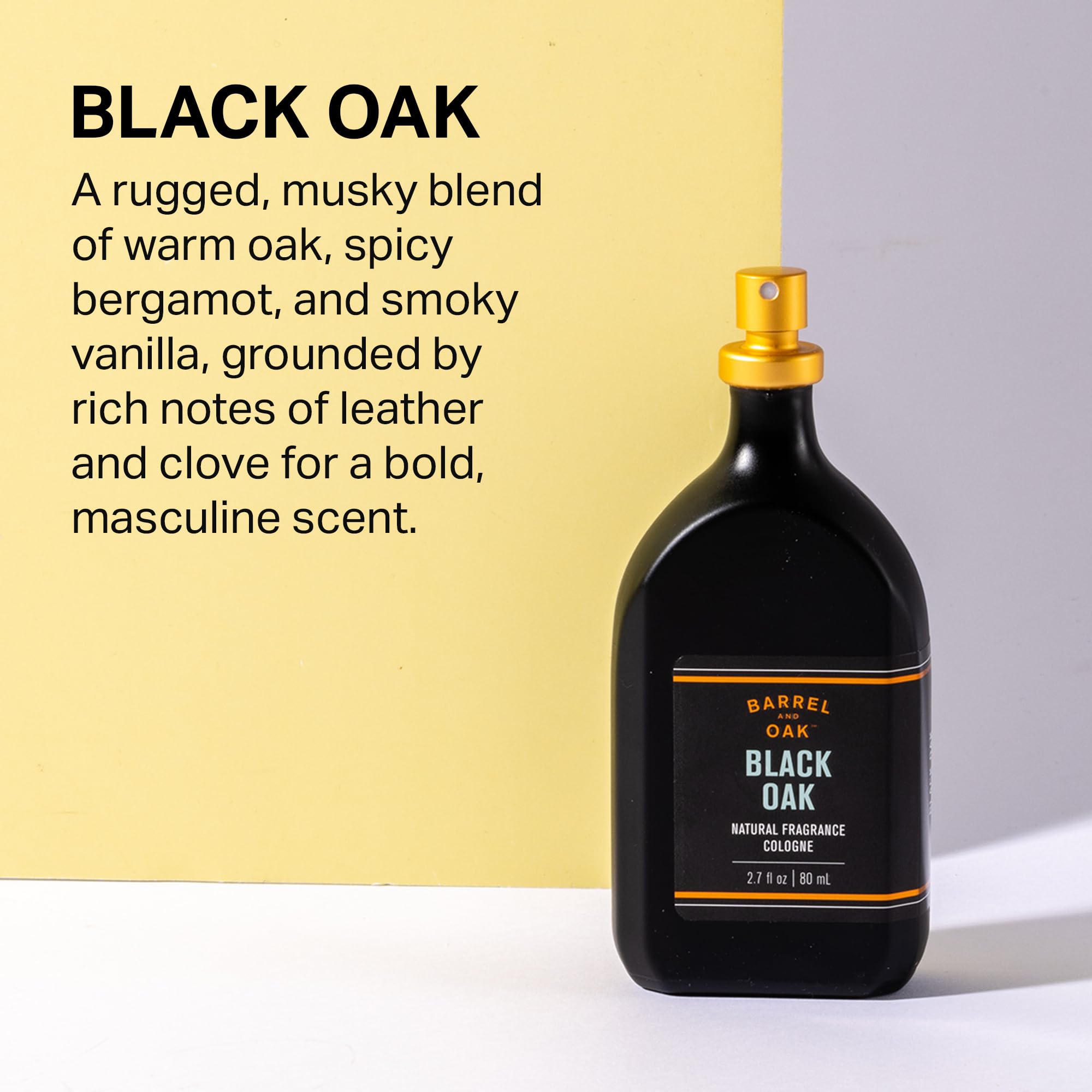 Barrel & Oak Black Oak Cologne for Men | Essential Oil-Based, Long-Lasting, Clean Formula