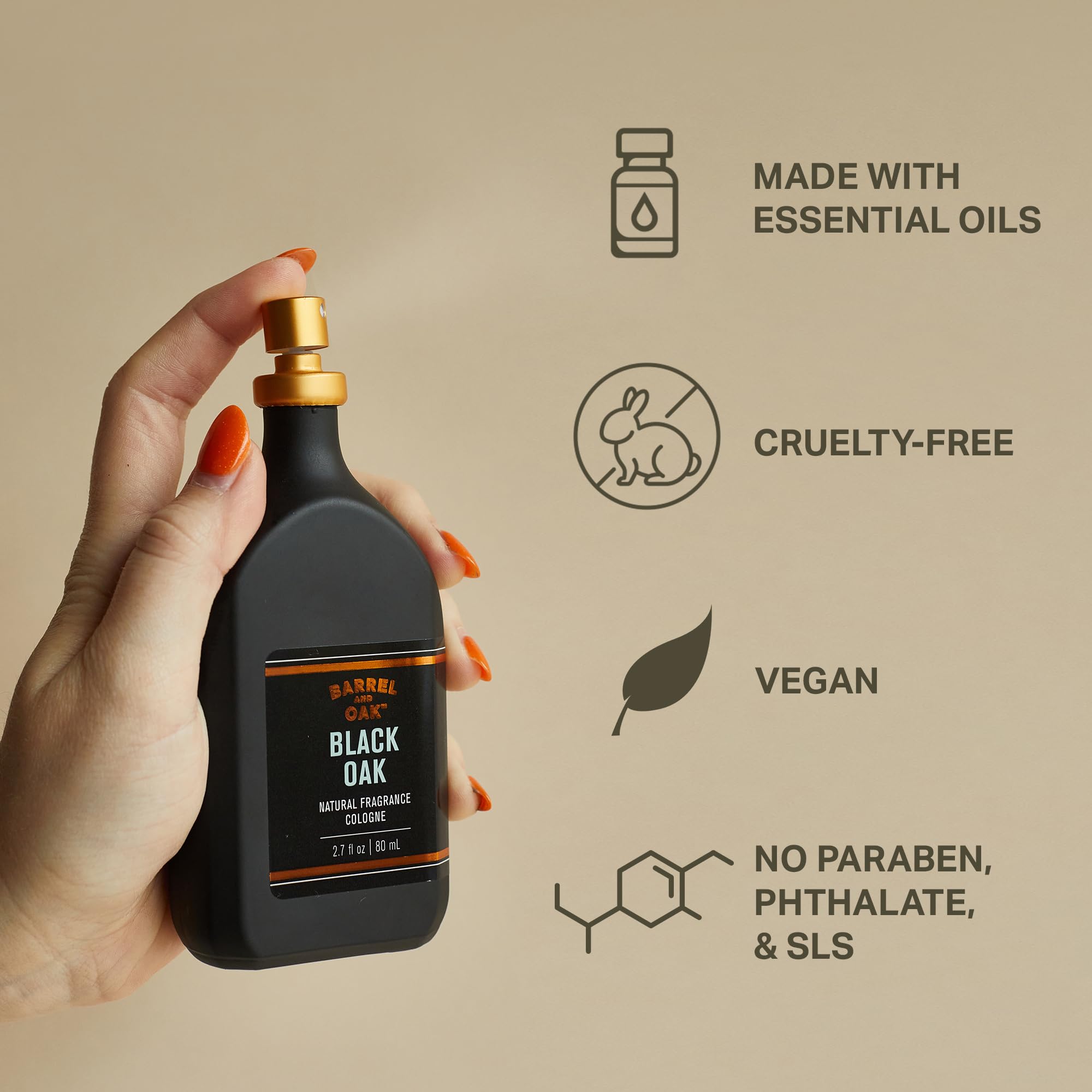 Barrel & Oak Black Oak Cologne for Men | Essential Oil-Based, Long-Lasting, Clean Formula