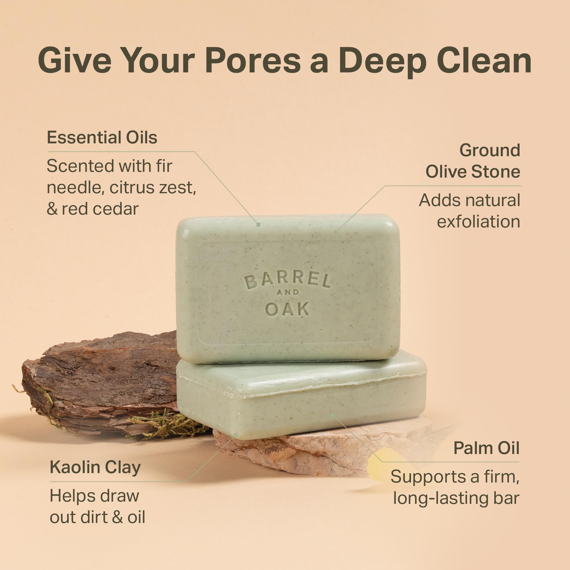 Barrel & Oak Canyon Balsam Grooming Set – All-in-One Body Wash, 2-in-1 Shampoo & Exfoliating Bar (3-Piece) | Vegan, USA-Made