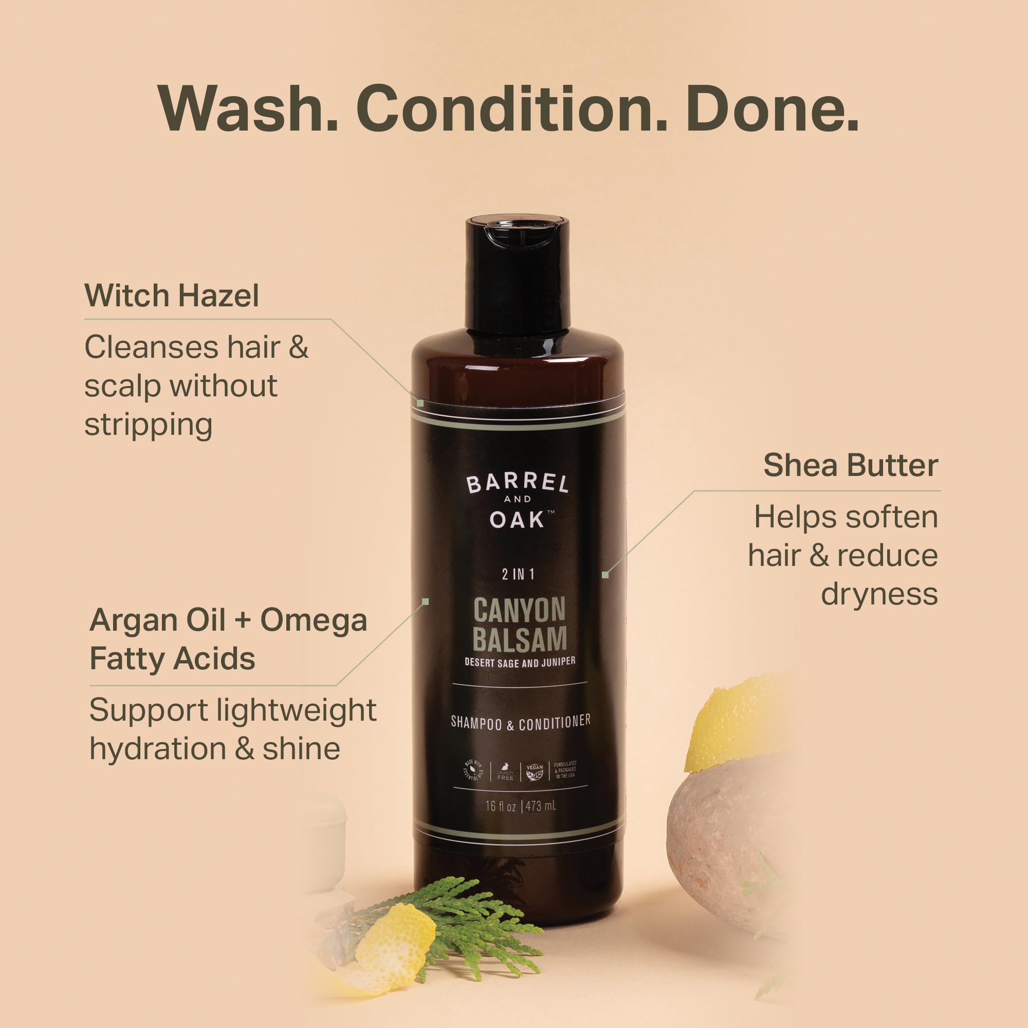 Barrel & Oak Canyon Balsam Grooming Set – All-in-One Body Wash, 2-in-1 Shampoo & Exfoliating Bar (3-Piece) | Vegan, USA-Made