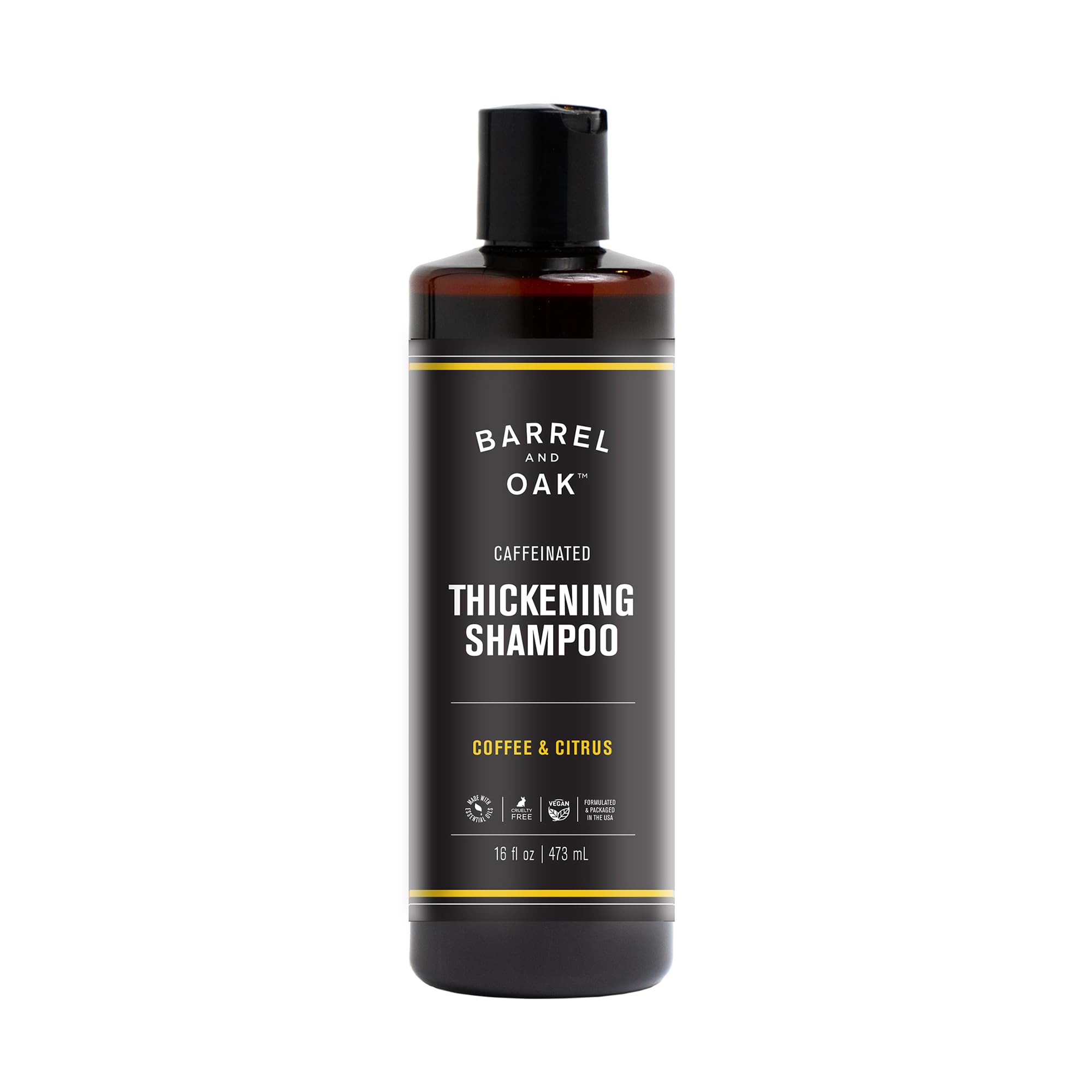 Barrel & Oak Coffee & Citrus Caffeinated Hair Thickening Shampoo for Men | Vegan, Made in USA