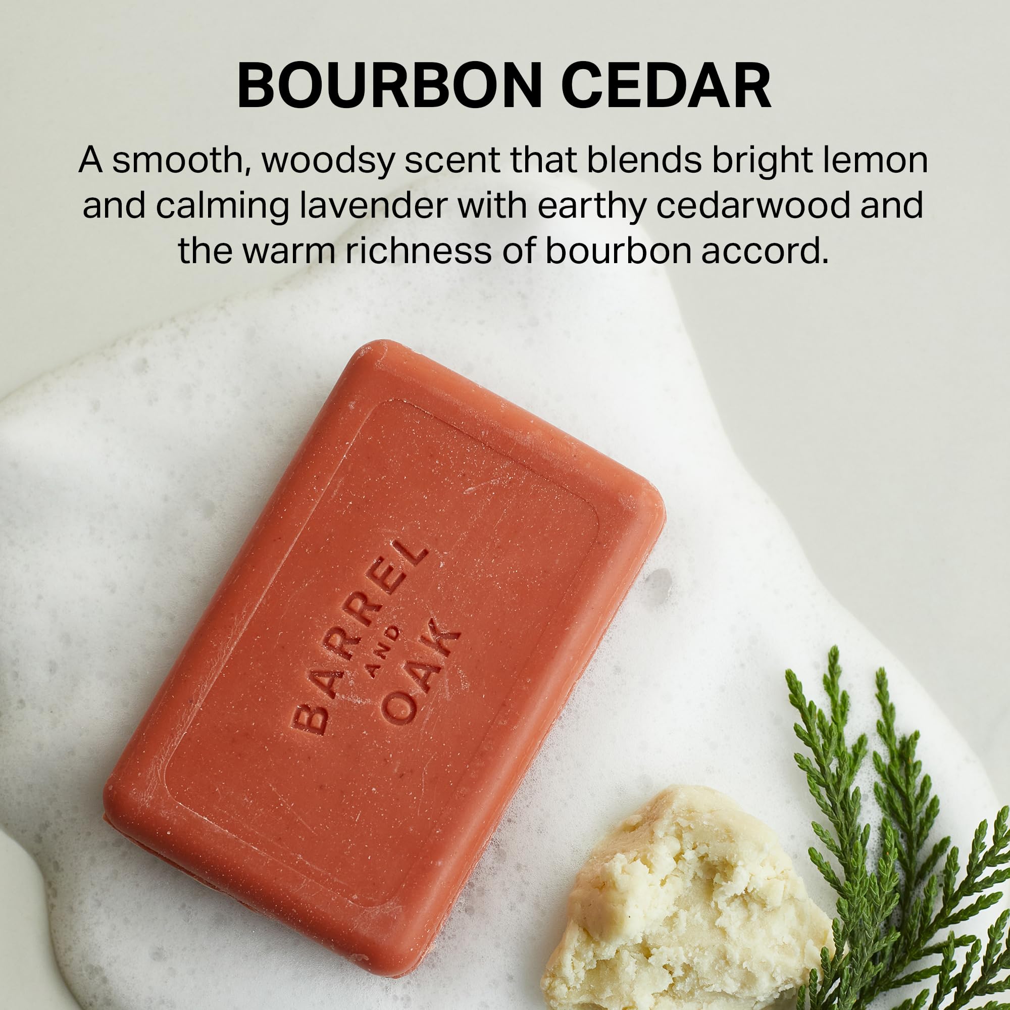 Barrel & Oak Exfoliating Bar Soap for Men – Bourbon Cedar, Kaolin & Red Clay, Walnut Shell & Olive Stone, 3-Pack | Vegan & SLS-Free