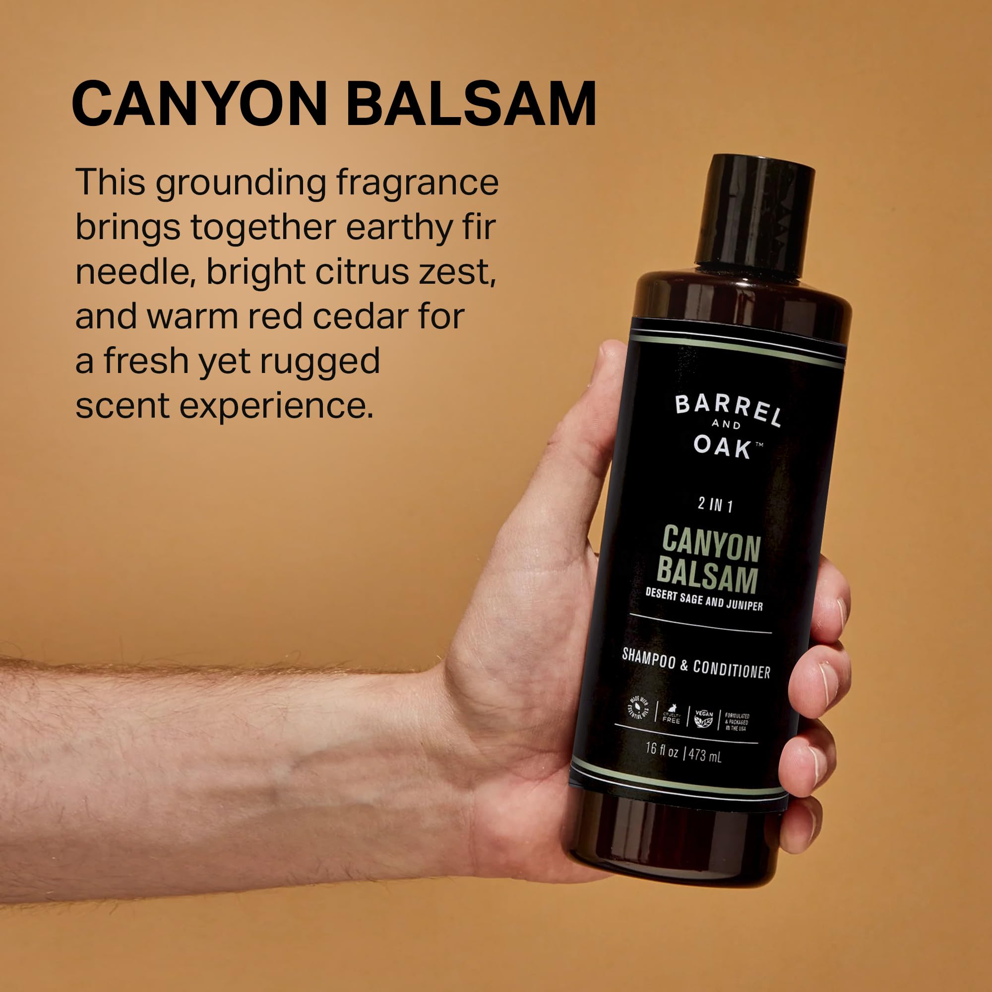 Barrel & Oak 2-in-1 Men’s Shampoo & Conditioner – Canyon Balsam, 16 oz