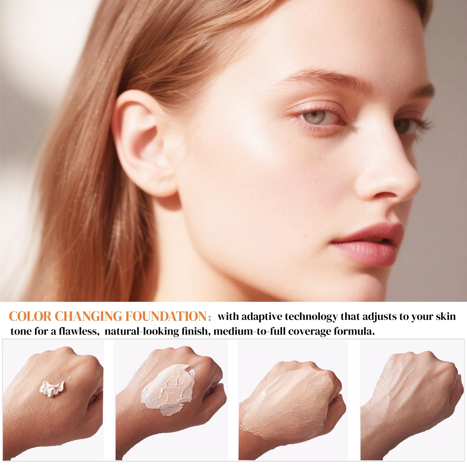 BARUBT 4 in 1 Color Changing Foundation - Medium Spectrum for Evening Skin Tone | Long-Lasting, Waterproof & Hydrating