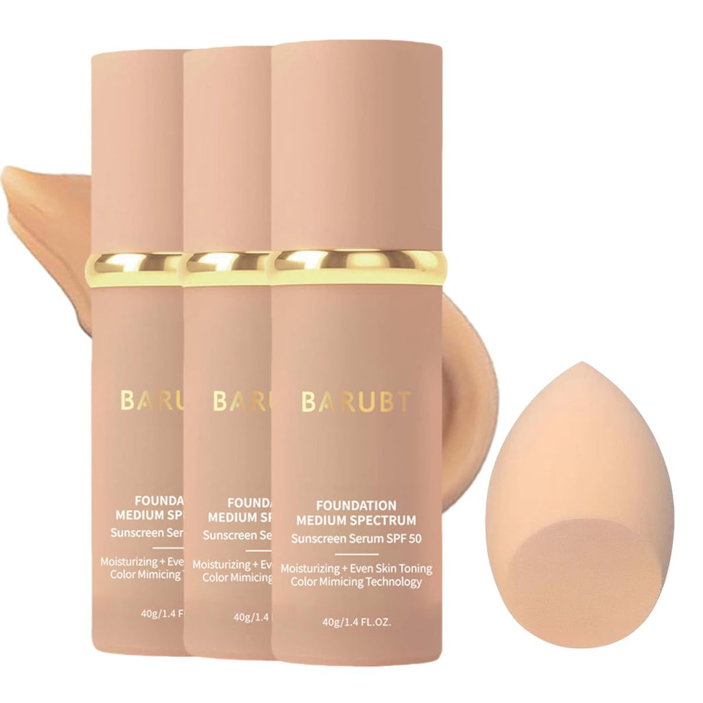 BARUBT 3PCS 4-in-1 Color-Changing Foundation SPF50 | Hydrating, Waterproof, Buildable Coverage