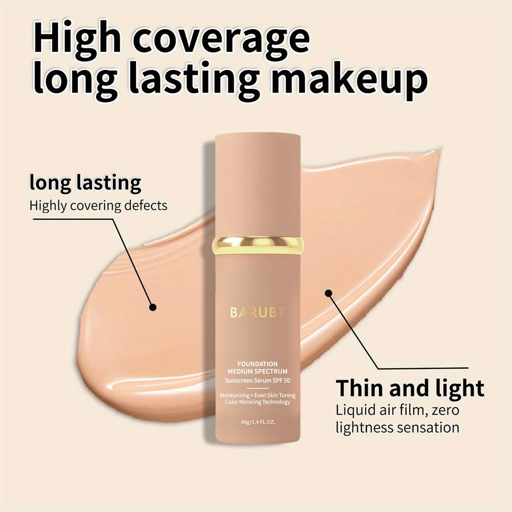 BARUBT 3PCS 4-in-1 Color-Changing Foundation SPF50 | Hydrating, Waterproof, Buildable Coverage