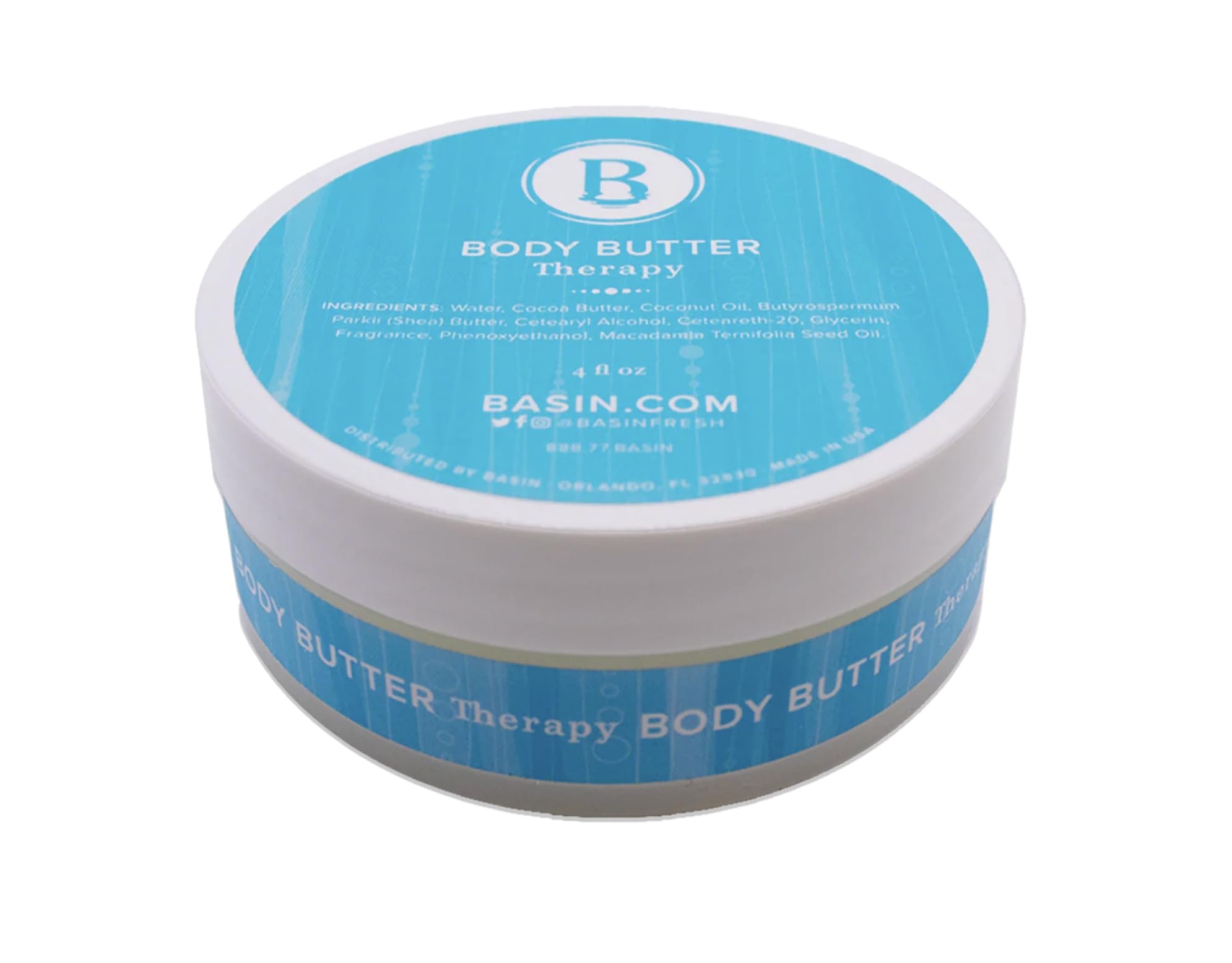 Basin Therapy Body Butter – Plumeria Scented Hydrating Moisturizer with Shea & Cocoa Butter | Made in USA