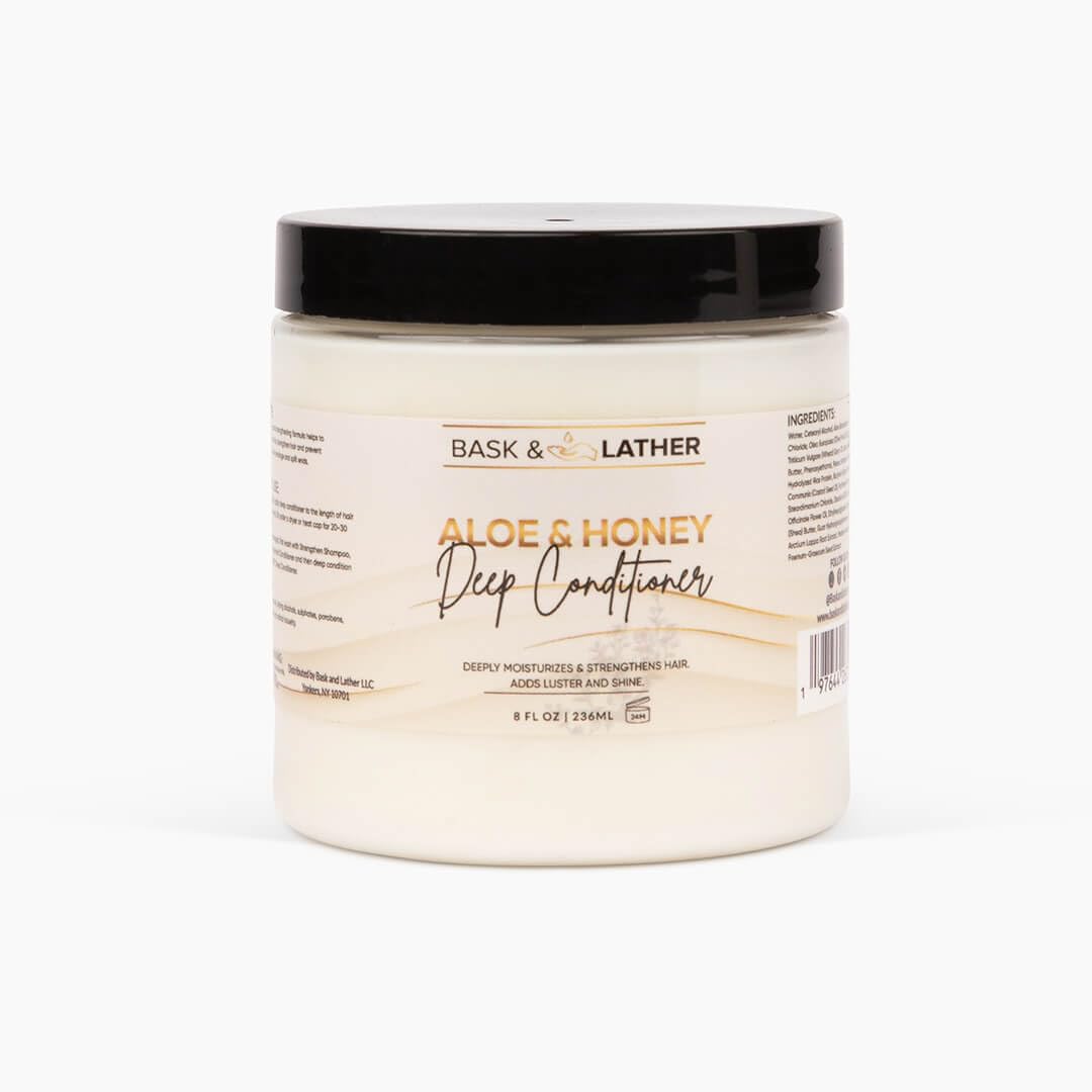 BASK & LATHER Aloe & Honey Deep Conditioner – Hydrating Hair Mask for All Hair Types | 8oz