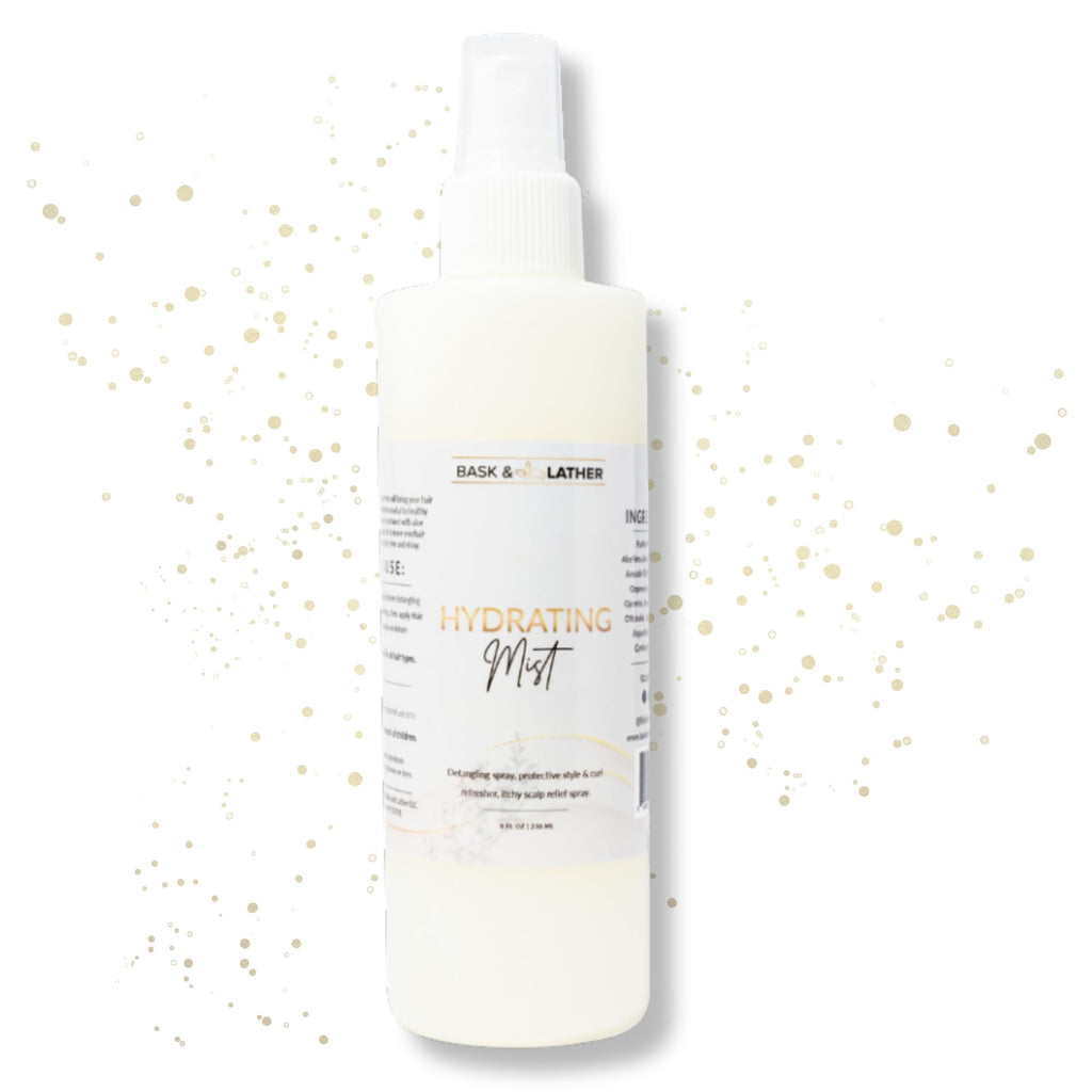 BASK & LATHER Hydrating Hair Mist — Leave-In Detangler for All Hair Types (8 oz)