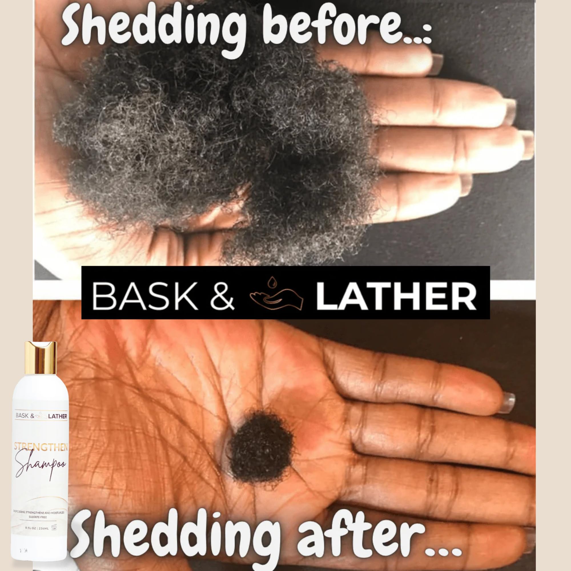 BASK & LATHER Strengthen Hair Shampoo – All-Natural, pH-Balanced, Sulfate-Free (8 oz)