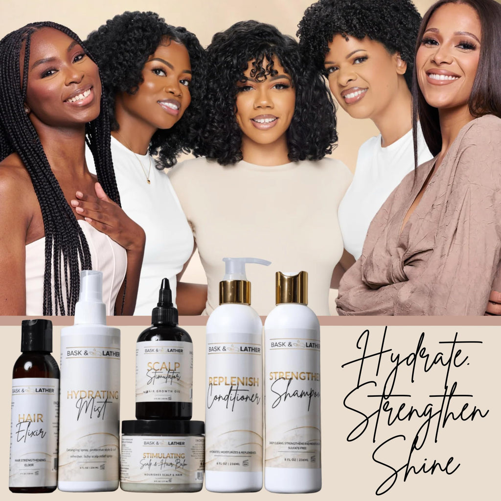 BASK & LATHER Strengthen Hair Shampoo – All-Natural, pH-Balanced, Sulfate-Free (8 oz)