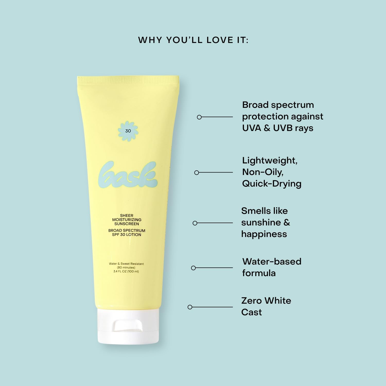 Bask Suncare SPF 30 Sheer Moisturizing Sunscreen Lotion — Broad Spectrum, Lightweight, Hydrating, 3-Pack Travel Size