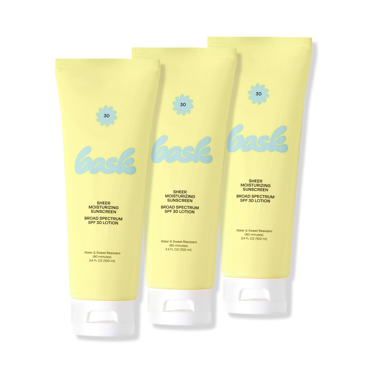 Bask Suncare SPF 30 Sheer Moisturizing Sunscreen Lotion — Broad Spectrum, Lightweight, Hydrating, 3-Pack Travel Size