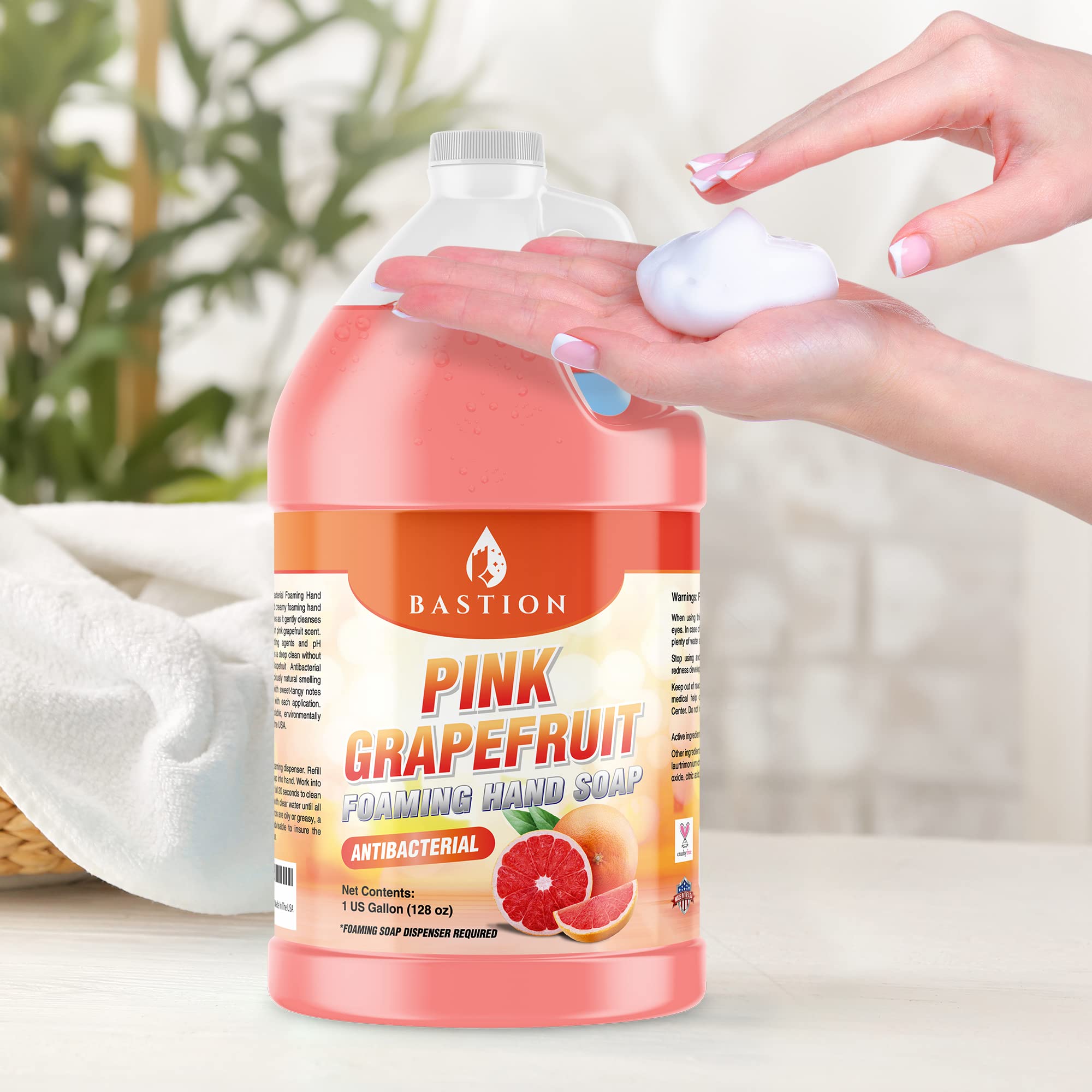 Bastion Pink Grapefruit Foaming Antibacterial Hand Soap Refill - 1 Gallon, USA Made