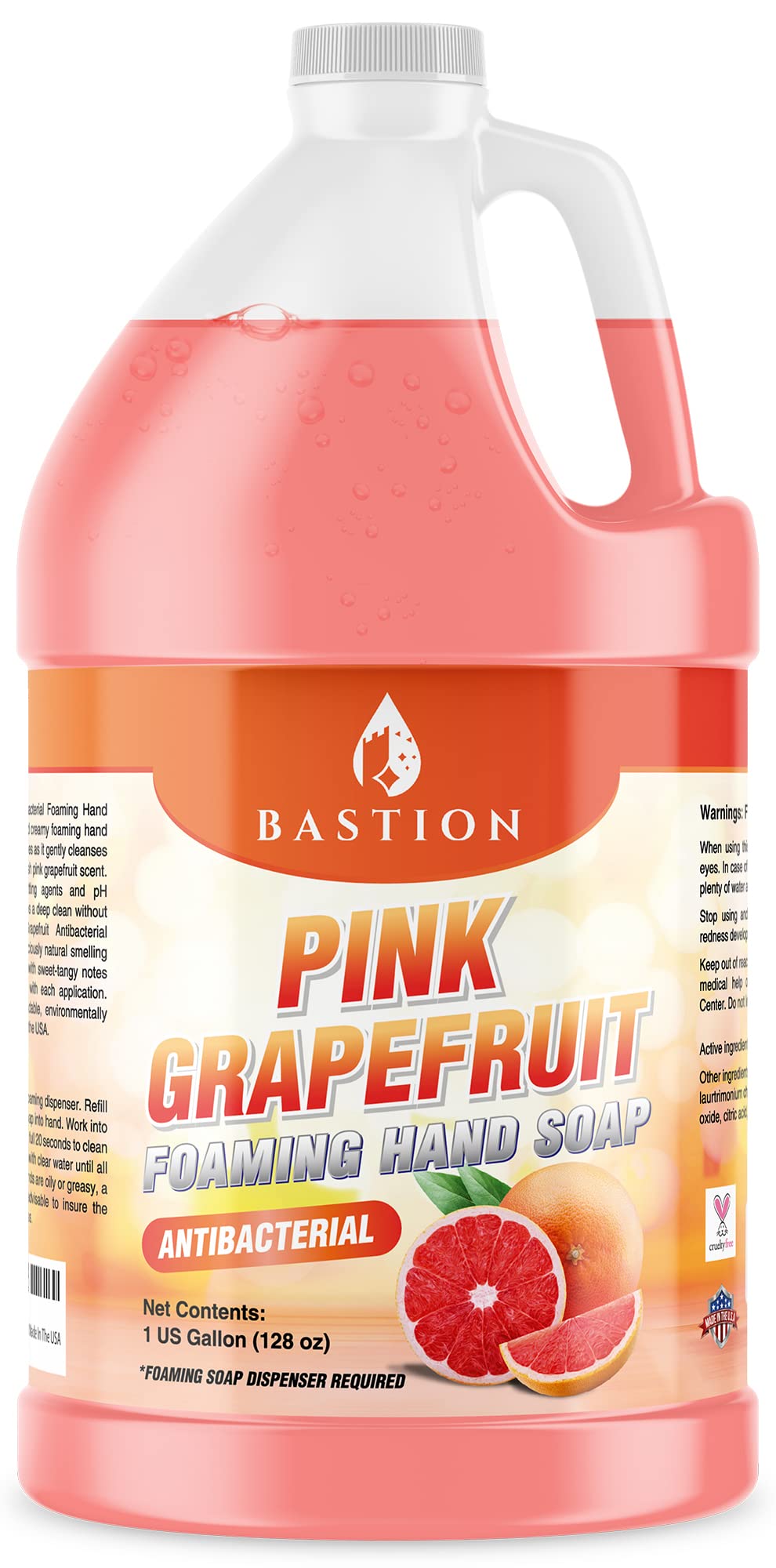 Bastion Pink Grapefruit Foaming Antibacterial Hand Soap Refill - 1 Gallon, USA Made