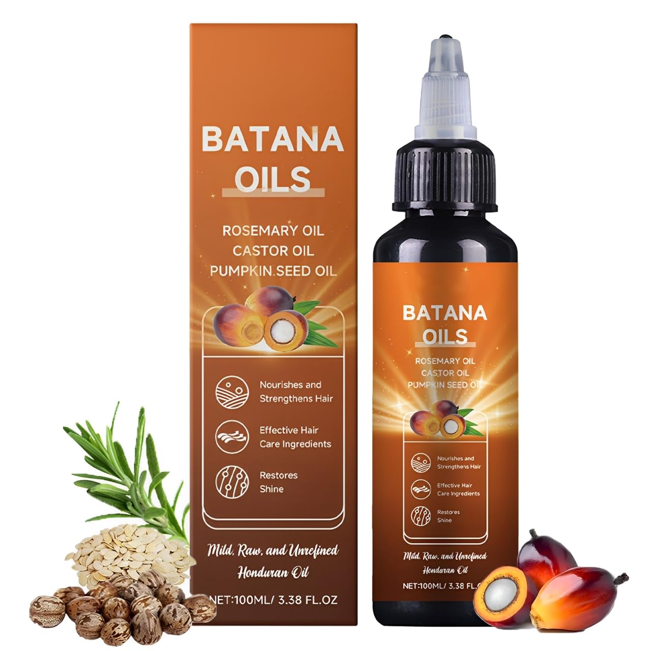 Batana Oil for Hair Growth – 4-in-1 Rosemary, Castor & Pumpkin Seed Formula