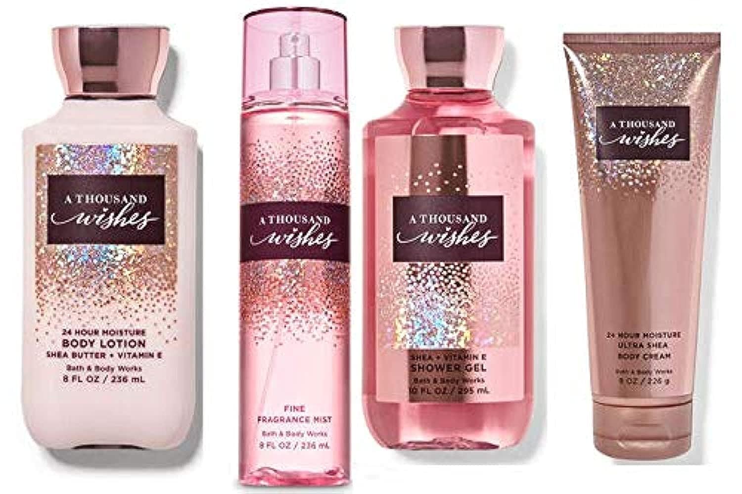 Bath & Body Works A Thousand Wishes Gift Set – Full-Size Lotion, Shower Gel, Body Cream, Fragrance Mist