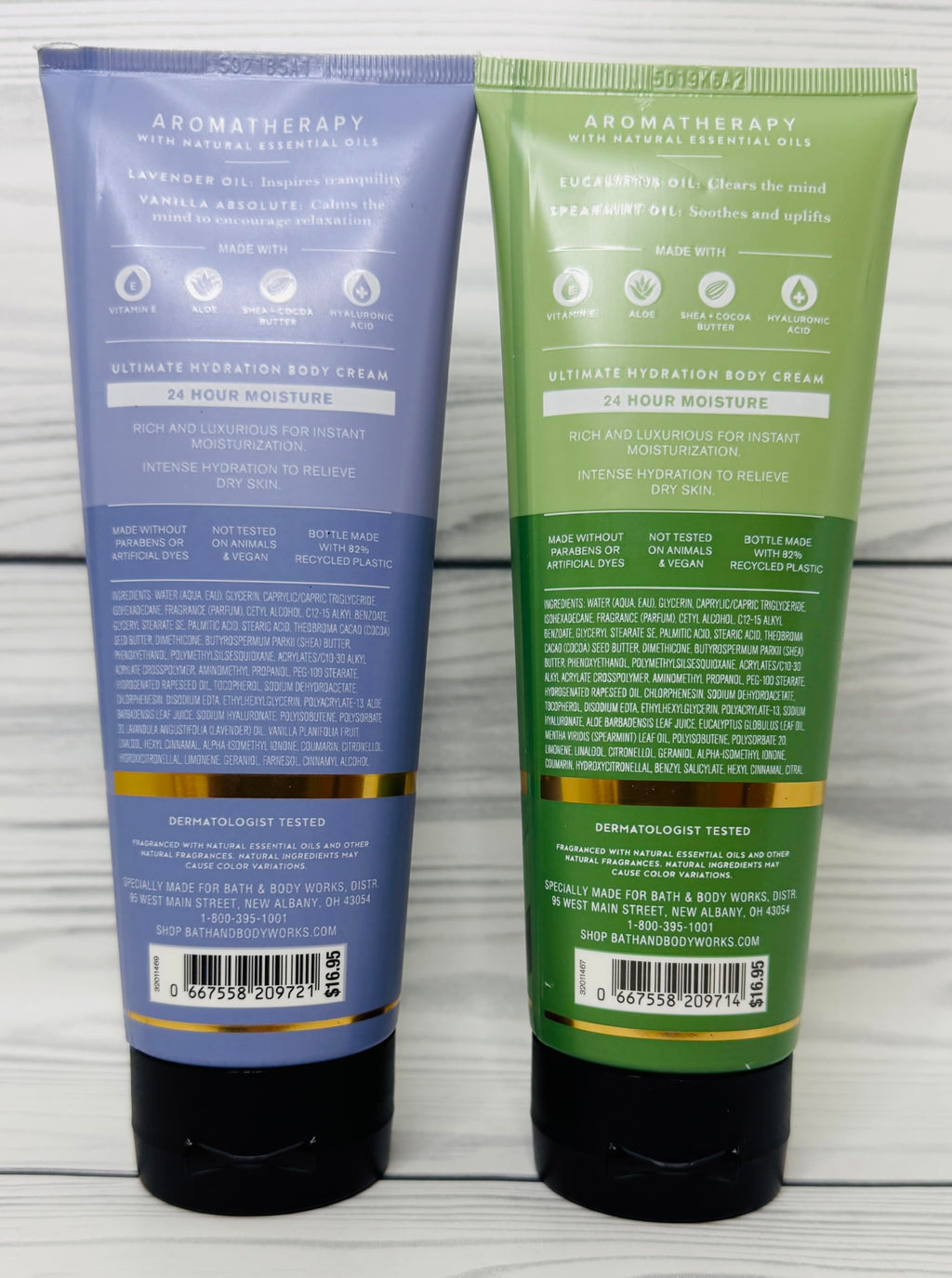 Bath & Body Works Aromatherapy Eucalyptus Spearmint & Lavender Vanilla Ultimate Hydration Body Cream — 8 oz Pack of 2