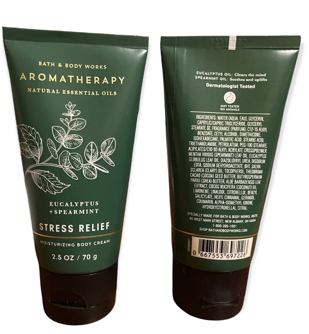 Bath & Body Works Aromatherapy Eucalyptus Spearmint Stress Relief Travel-Size Body Cream – 2 x 2.5 oz