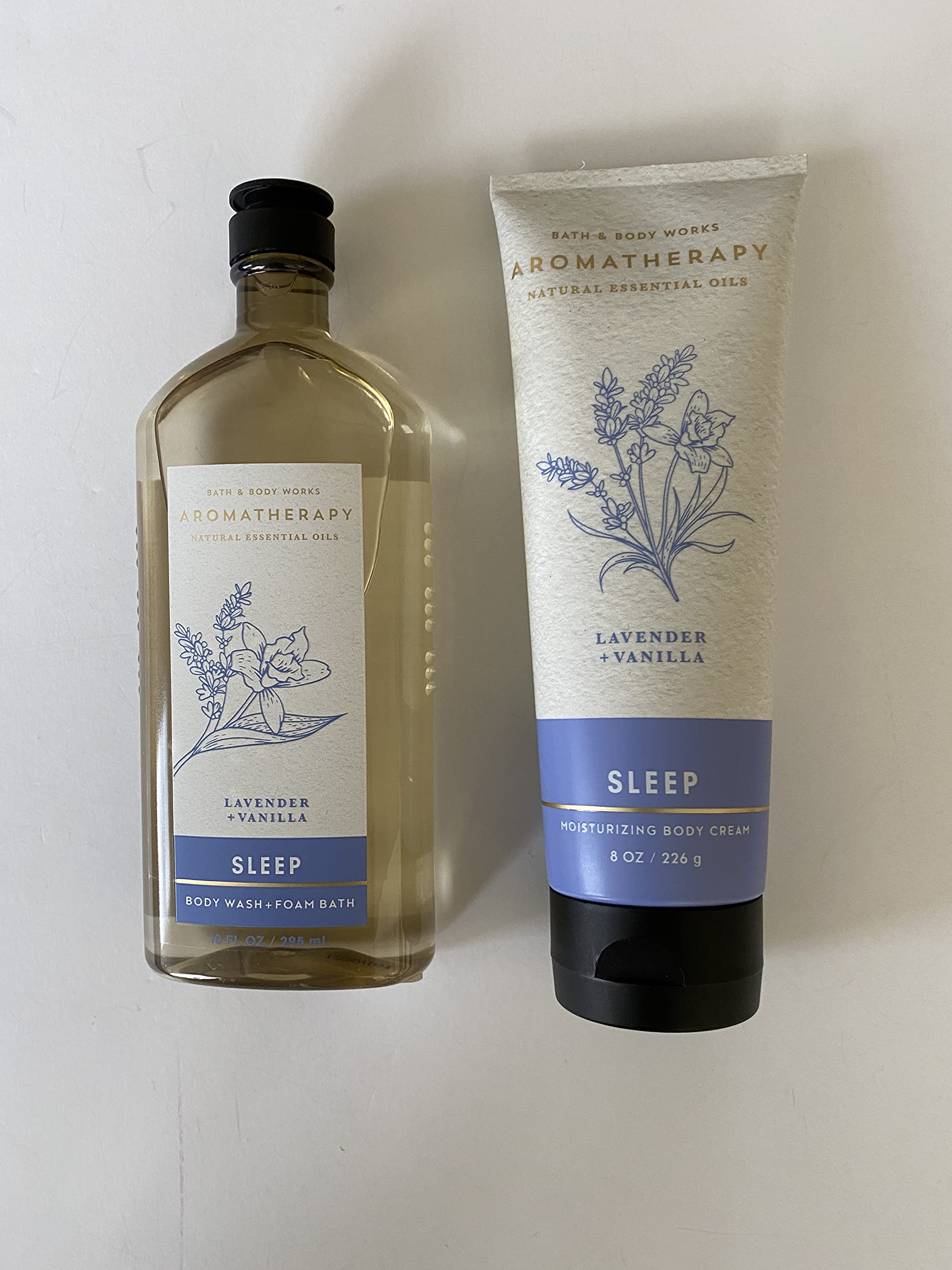 Bath & Body Works Aromatherapy Lavender Vanilla Bundle – Sleep-Enhancing Body Wash, Foam Bath & Body Cream