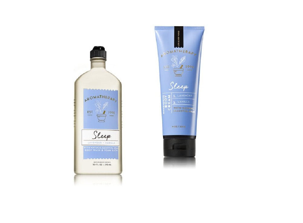 Bath & Body Works Aromatherapy Sleep Lavender Vanilla Bundle – Body Wash, Foam Bath & Body Cream