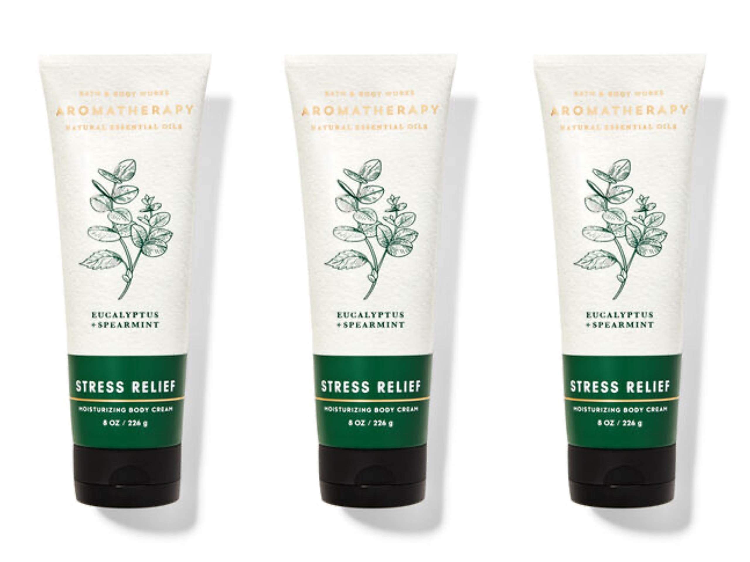 Bath and Body Works Aromatherapy Stress Relief Eucalyptus Spearmint Body Cream 3 Pack – 8 oz Tubes