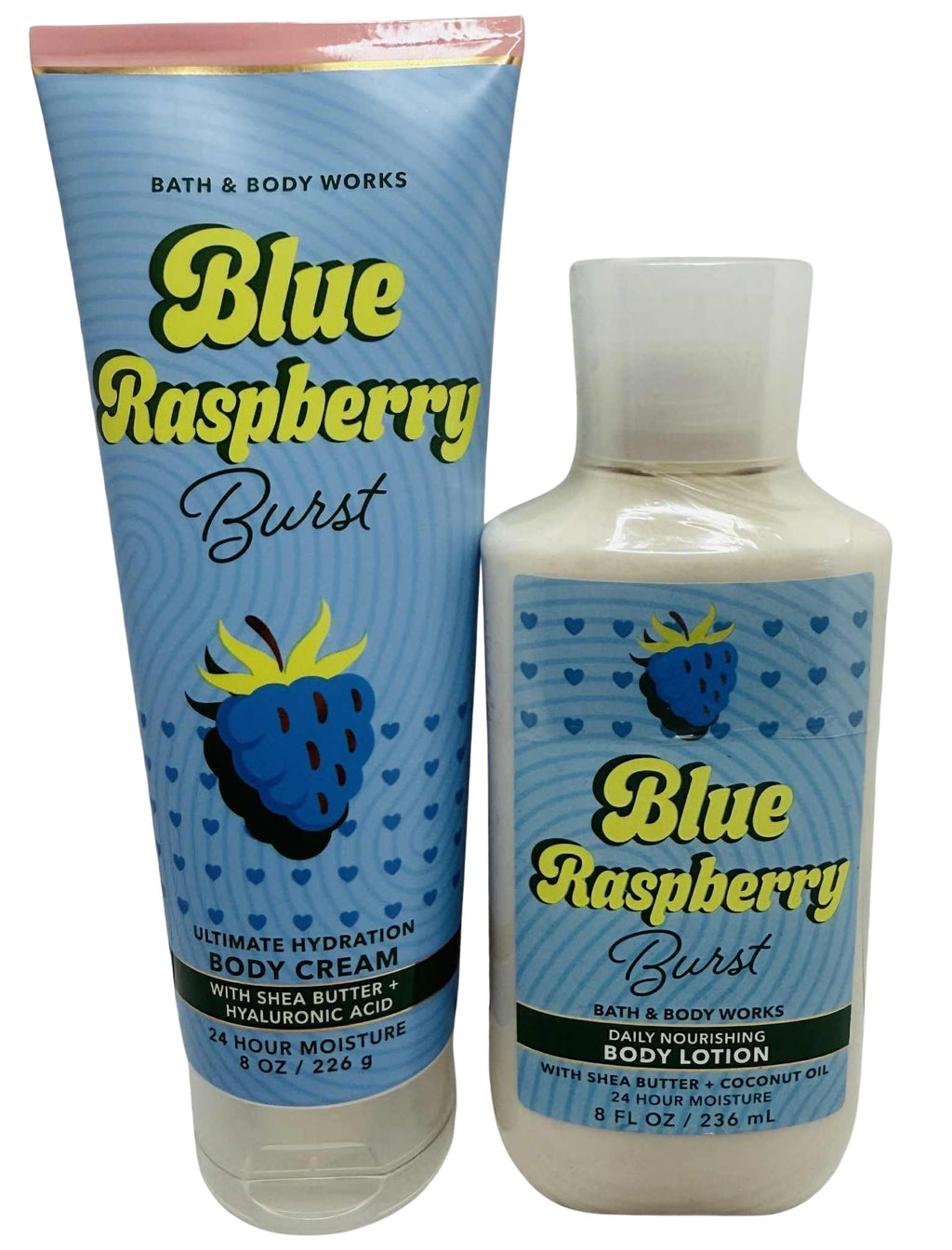 Bath & Body Works Blue Raspberry Burst Body Lotion & Ultimate Hydration Cream – 8 oz Each, Set of 2