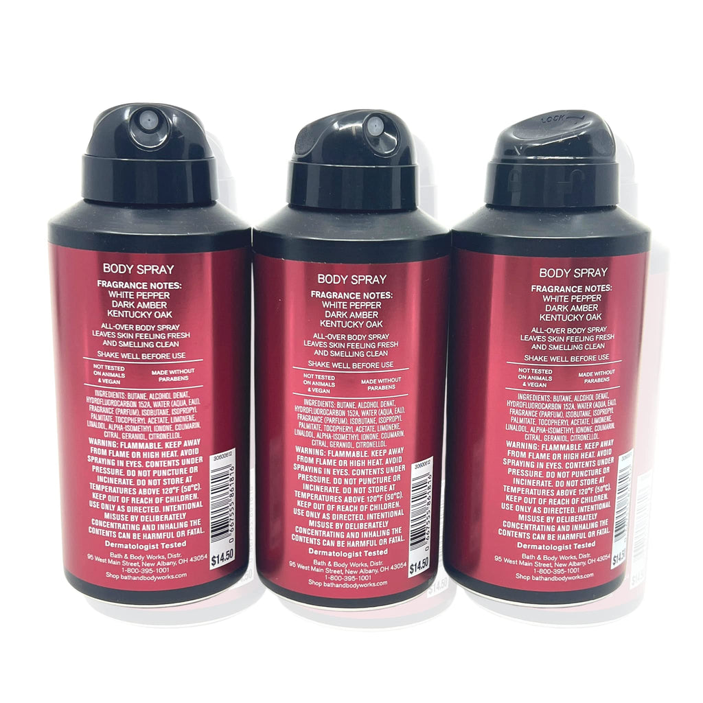 Bath & Body Works Bourbon Body Spray 3.7oz – Pack of 3 | Men’s Collection