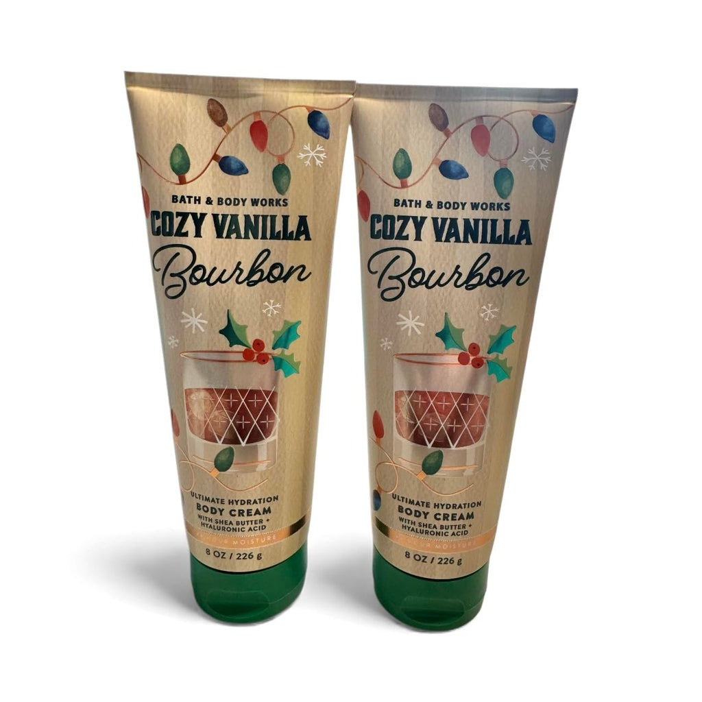 Bath & Body Works Cozy Vanilla Bourbon Body Cream, 8 oz, Pack of 2