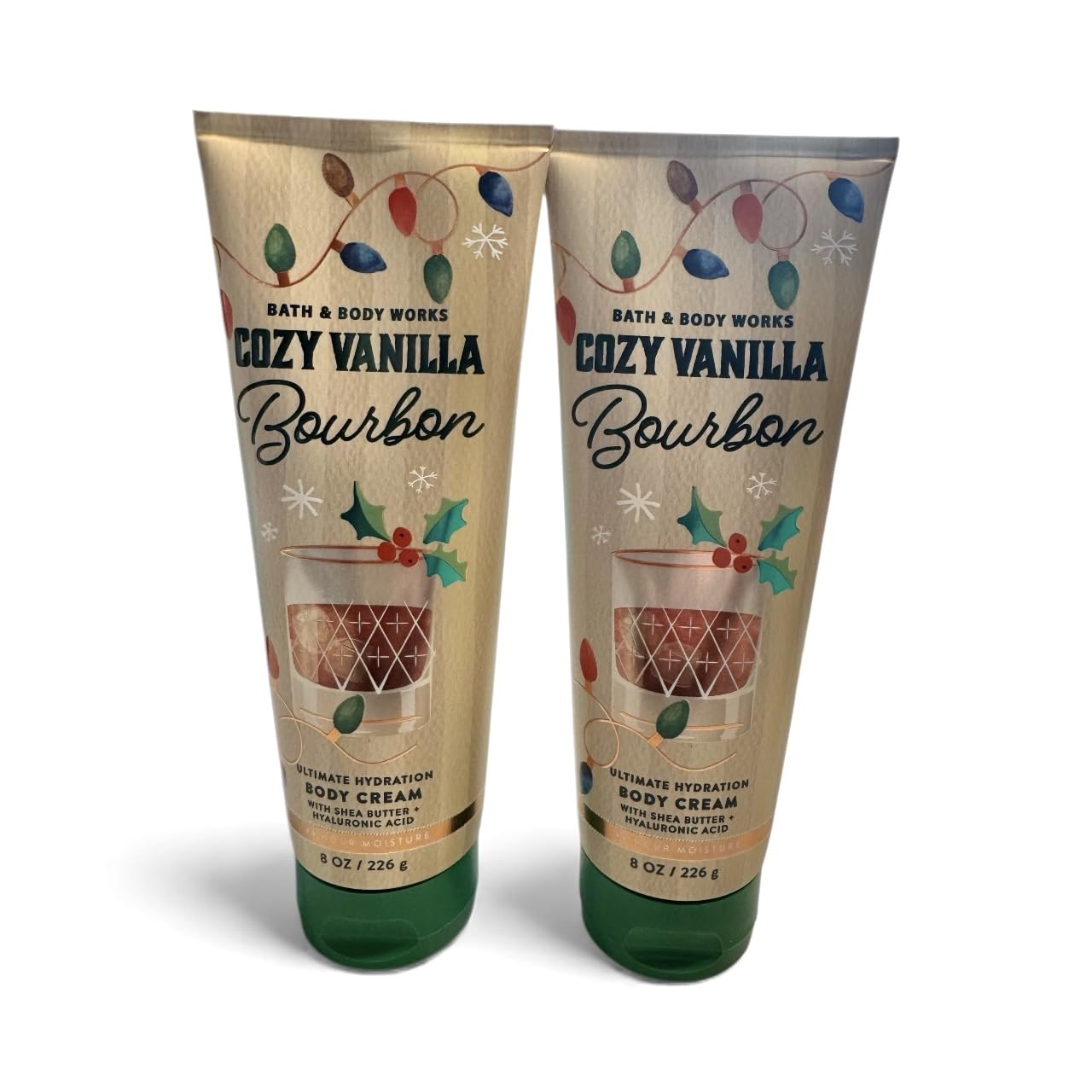 Bath & Body Works Cozy Vanilla Bourbon Body Cream, 8 oz, Pack of 2