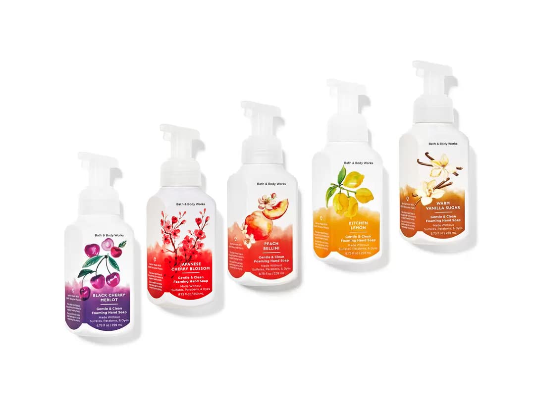 Bath & Body Works Foaming Hand Soaps – Set of 5 Gentle Foaming Hand Soap Scents (Fresh & Fruity)