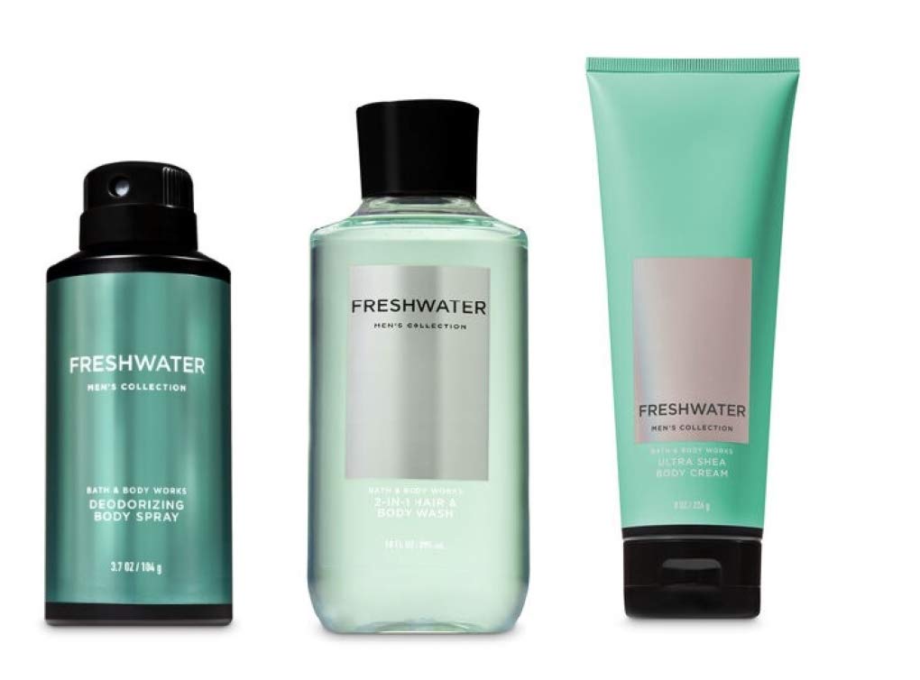 Bath & Body Works Freshwater: 2-in-1 Hair & Body Wash, Deodorizing Spray & Ultra Shea Cream for Him