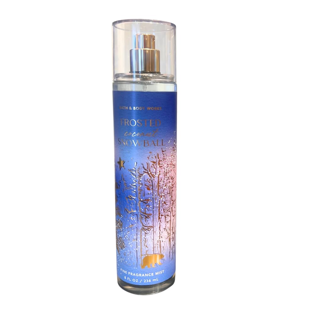 Bath & Body Works Frosted Coconut Snowball Fine Fragrance Mist 2-Piece Gift Set – Holiday Scent with Blue Bow