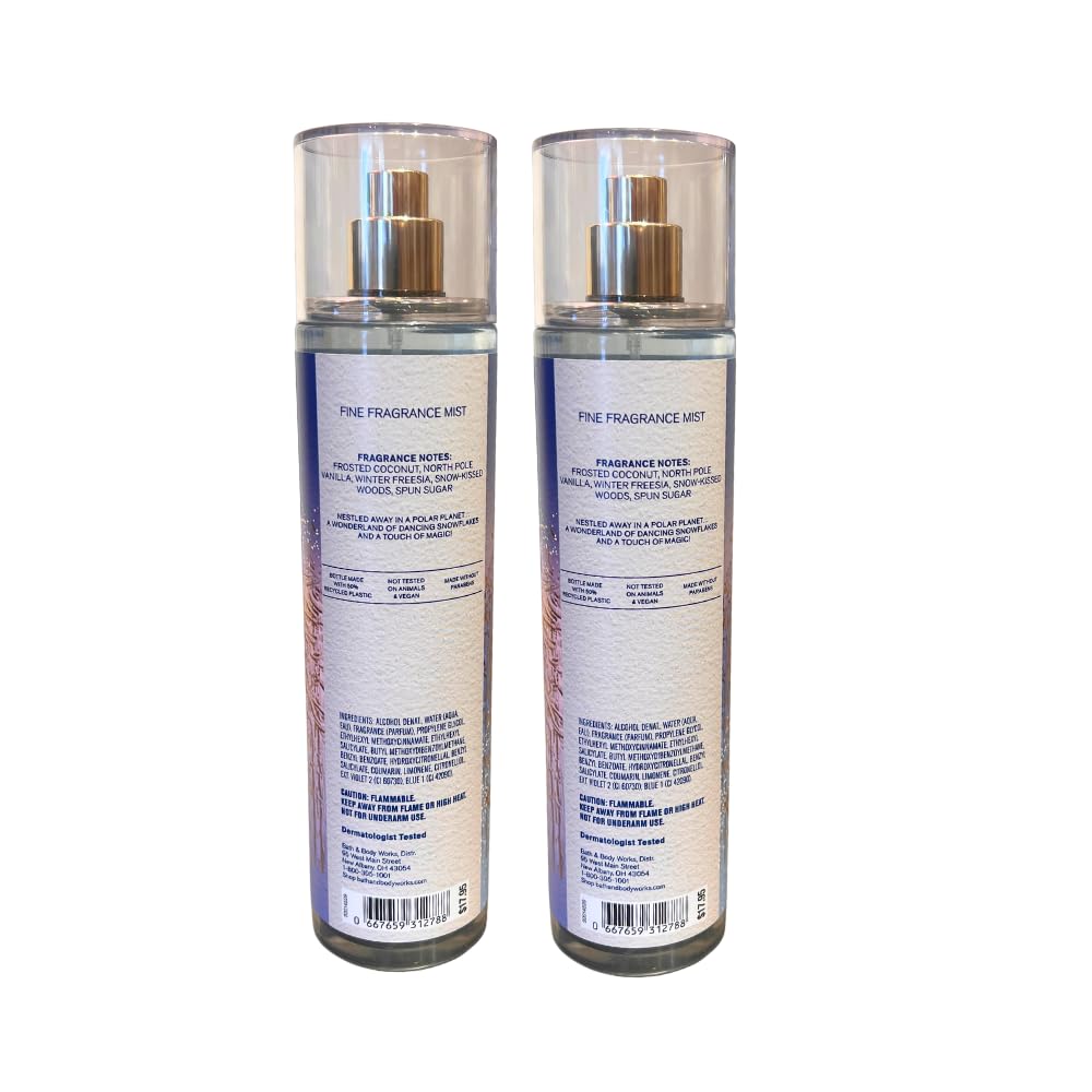 Bath & Body Works Frosted Coconut Snowball Fine Fragrance Mist 2-Piece Gift Set – Holiday Scent with Blue Bow