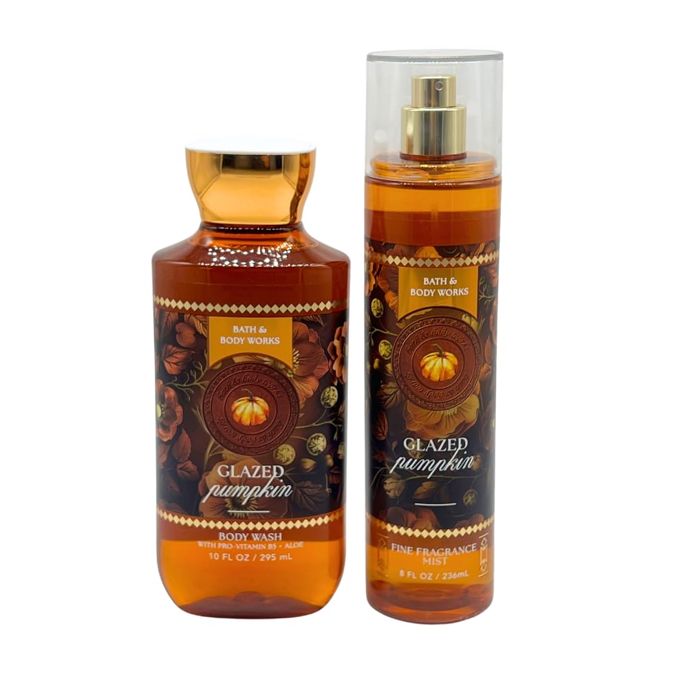 Bath & Body Works Glazed Pumpkin 2-Piece Gift Set – Body Wash & Fine Fragrance Mist | 2025 Fall Scents Collection