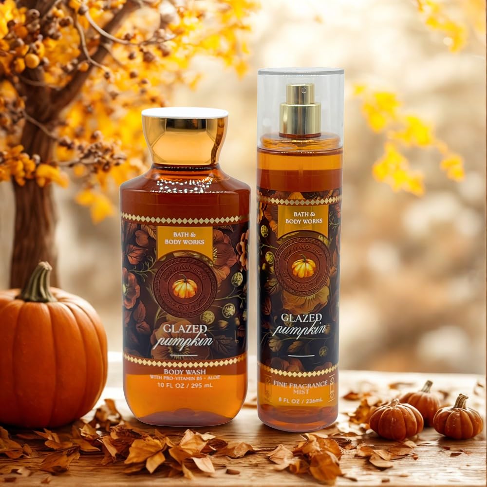 Bath & Body Works Glazed Pumpkin 2-Piece Gift Set – Body Wash & Fine Fragrance Mist | 2025 Fall Scents Collection