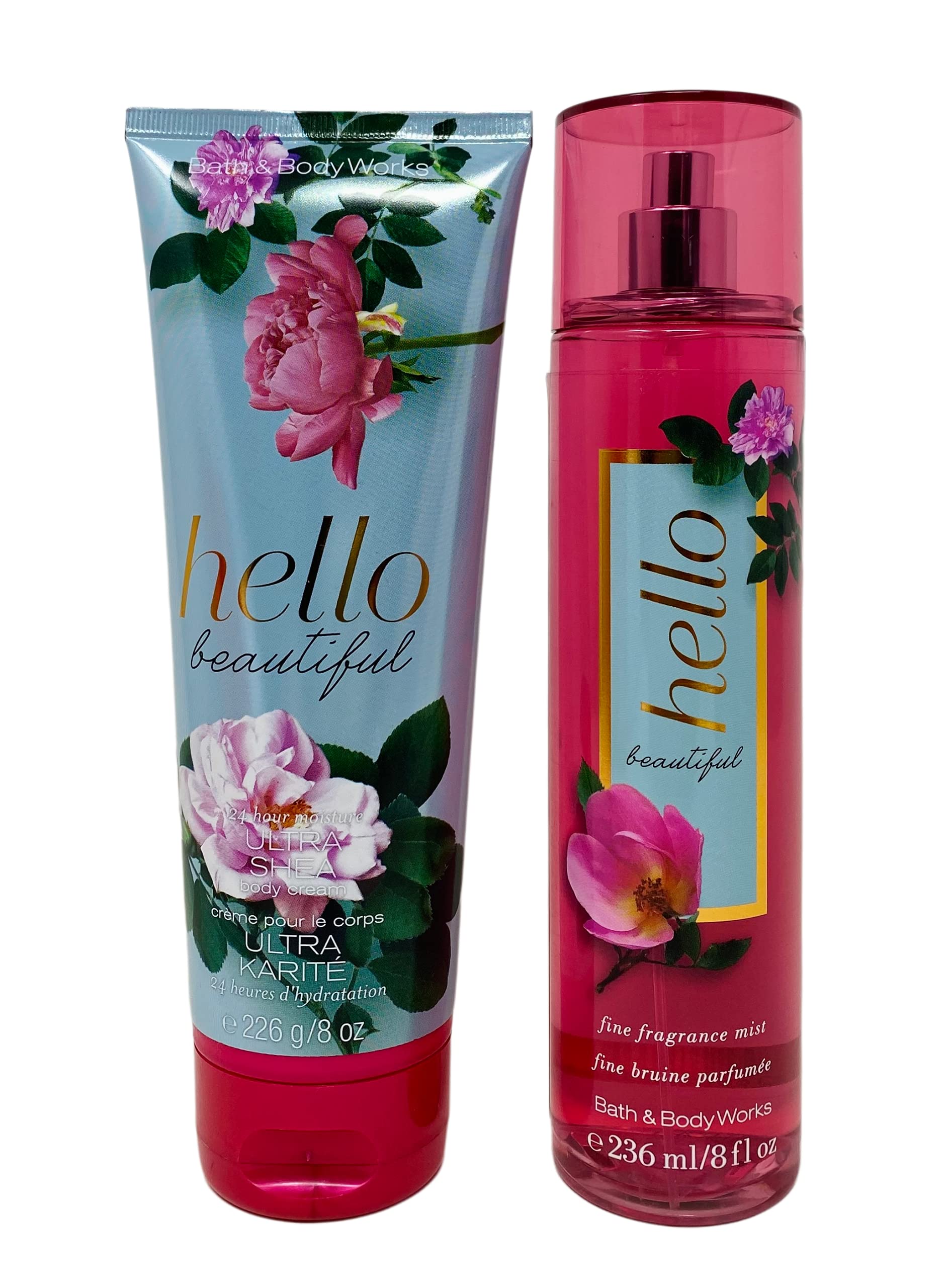 Bath & Body Works Hello Beautiful Gift Set – Fine Fragrance Mist & Ultra Shea Body Cream (Full Size)